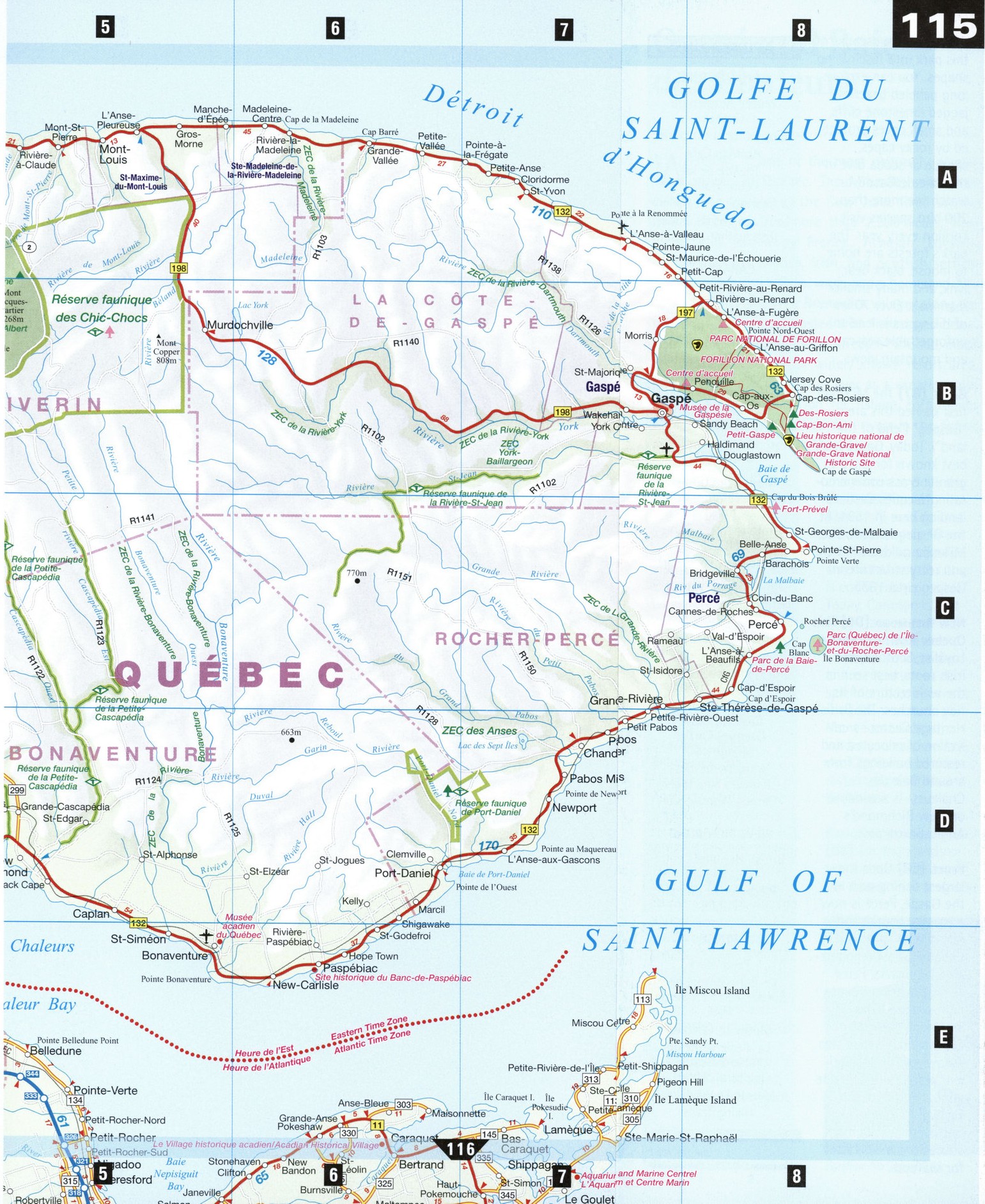 Map of Gaspe and Baie des Chaleurs