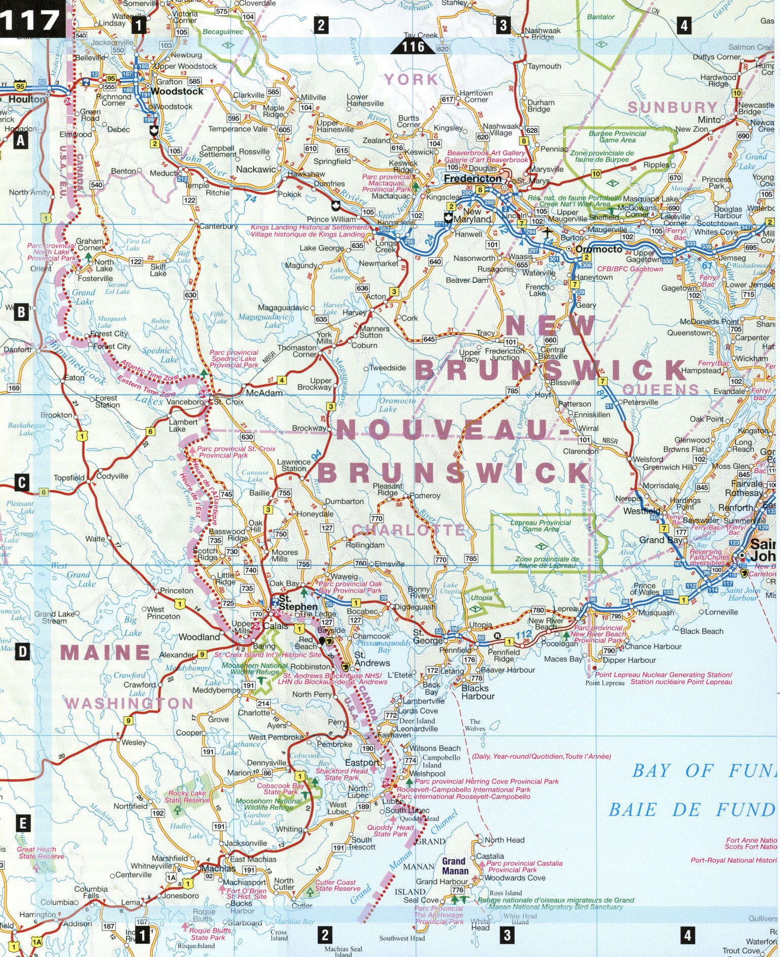 Map of Southern New Brunswick