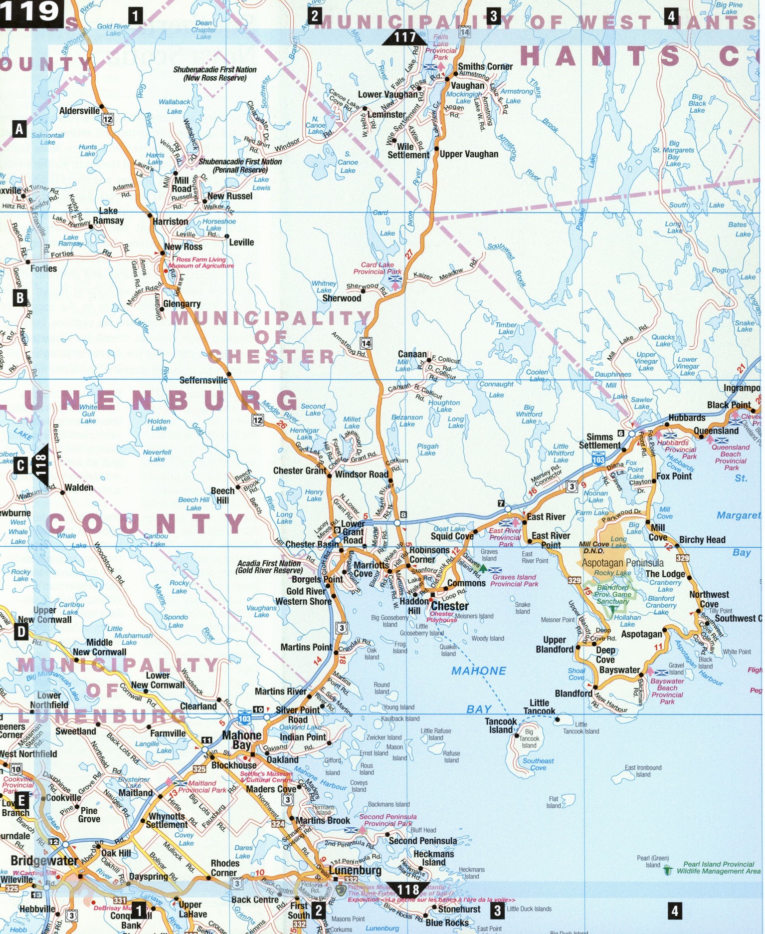 Detailed map of the highway and local roads of Halifax and Mahone Bay