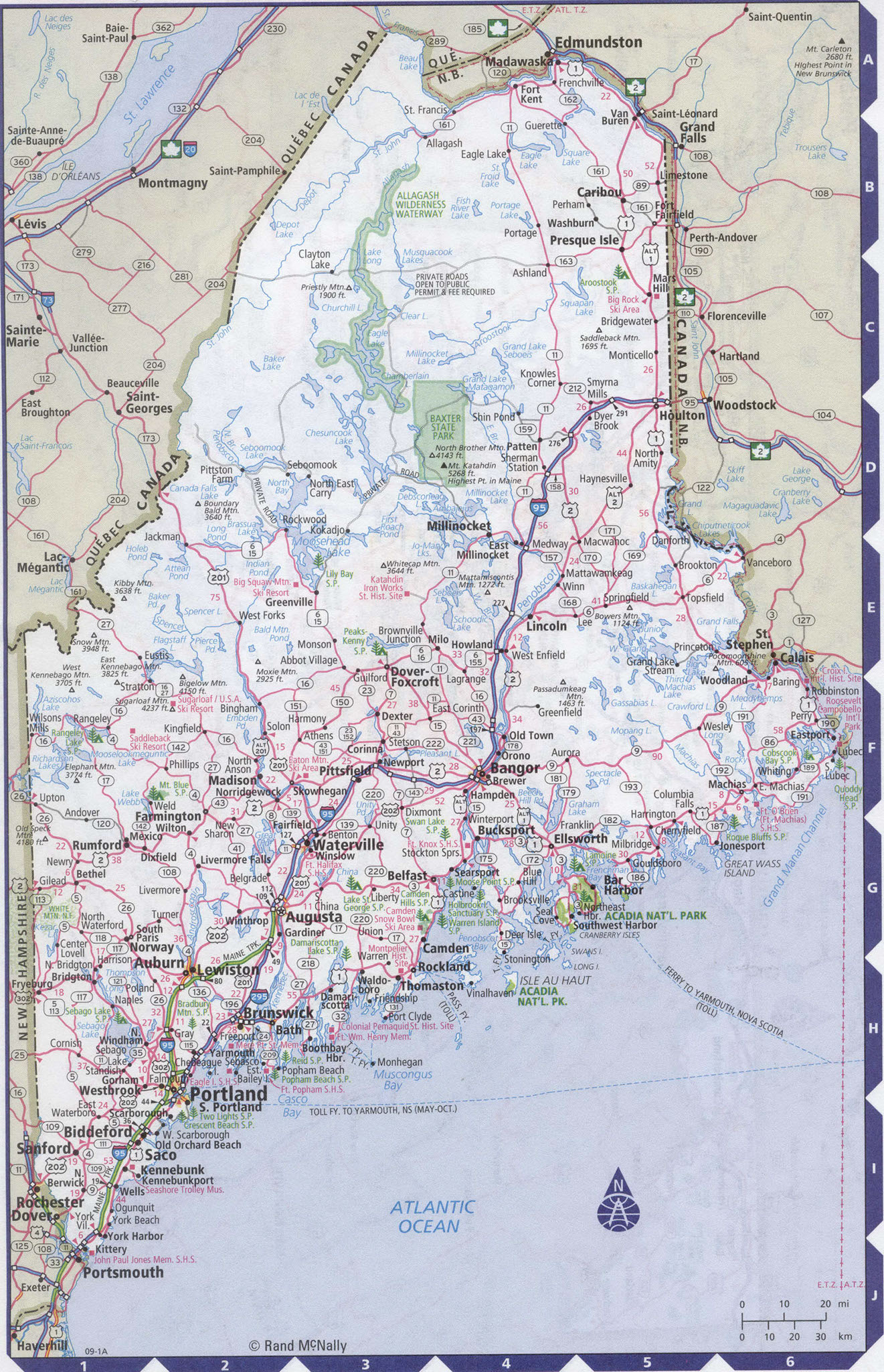 Maine state complete map