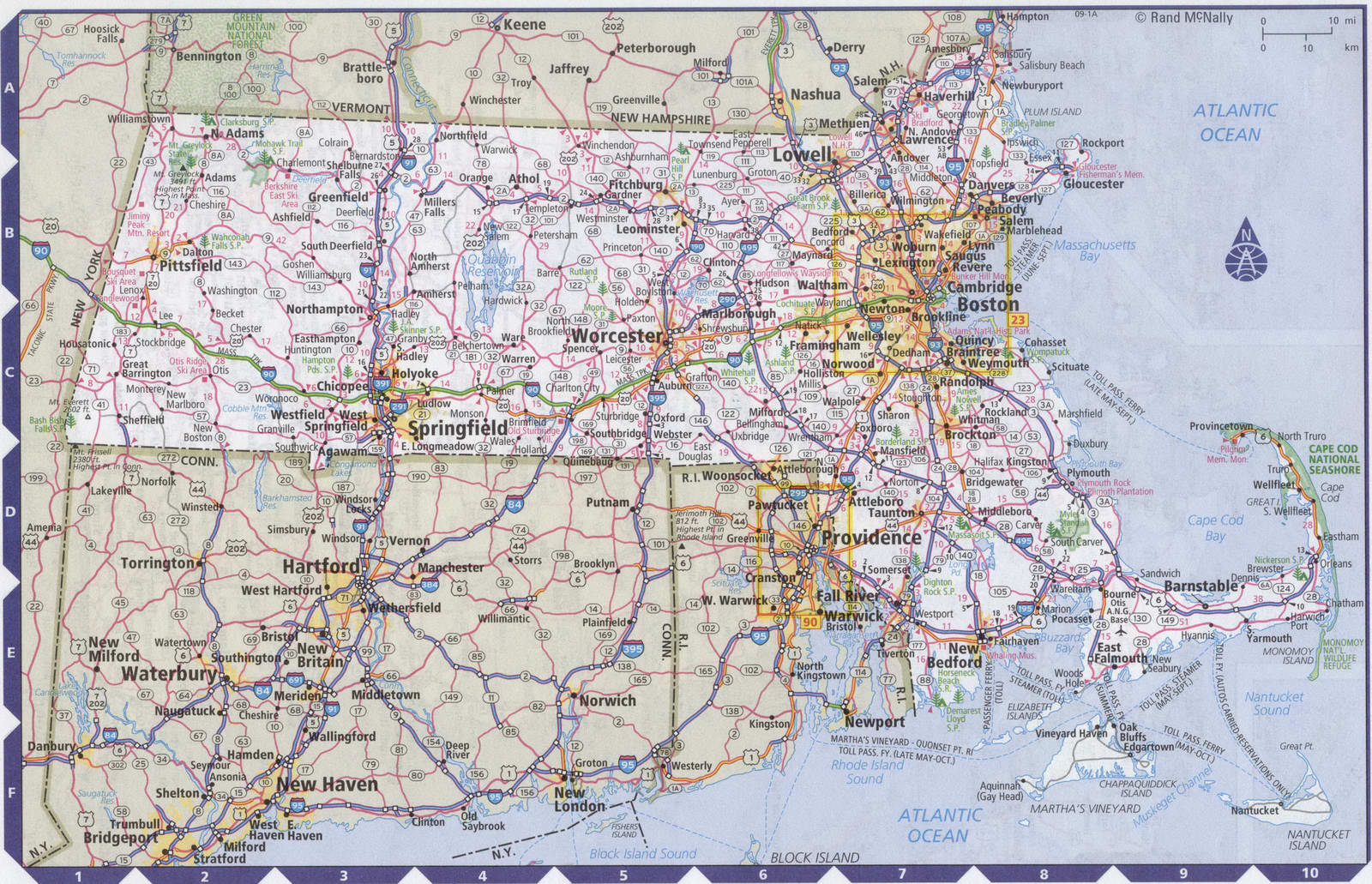 Massachusetts state complete map