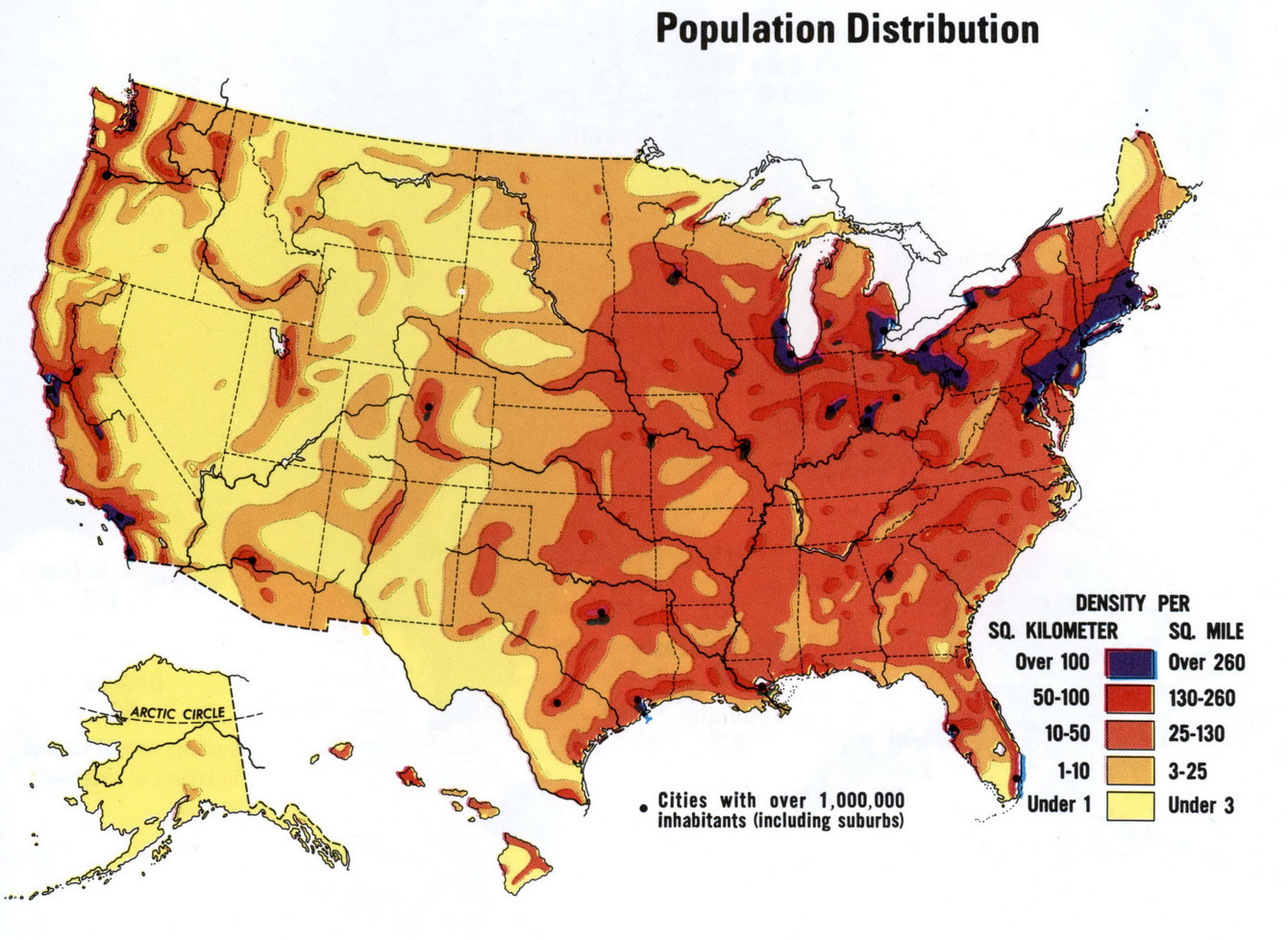 Population of USA map