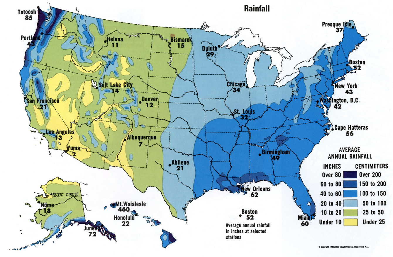 Map rainfall USA
