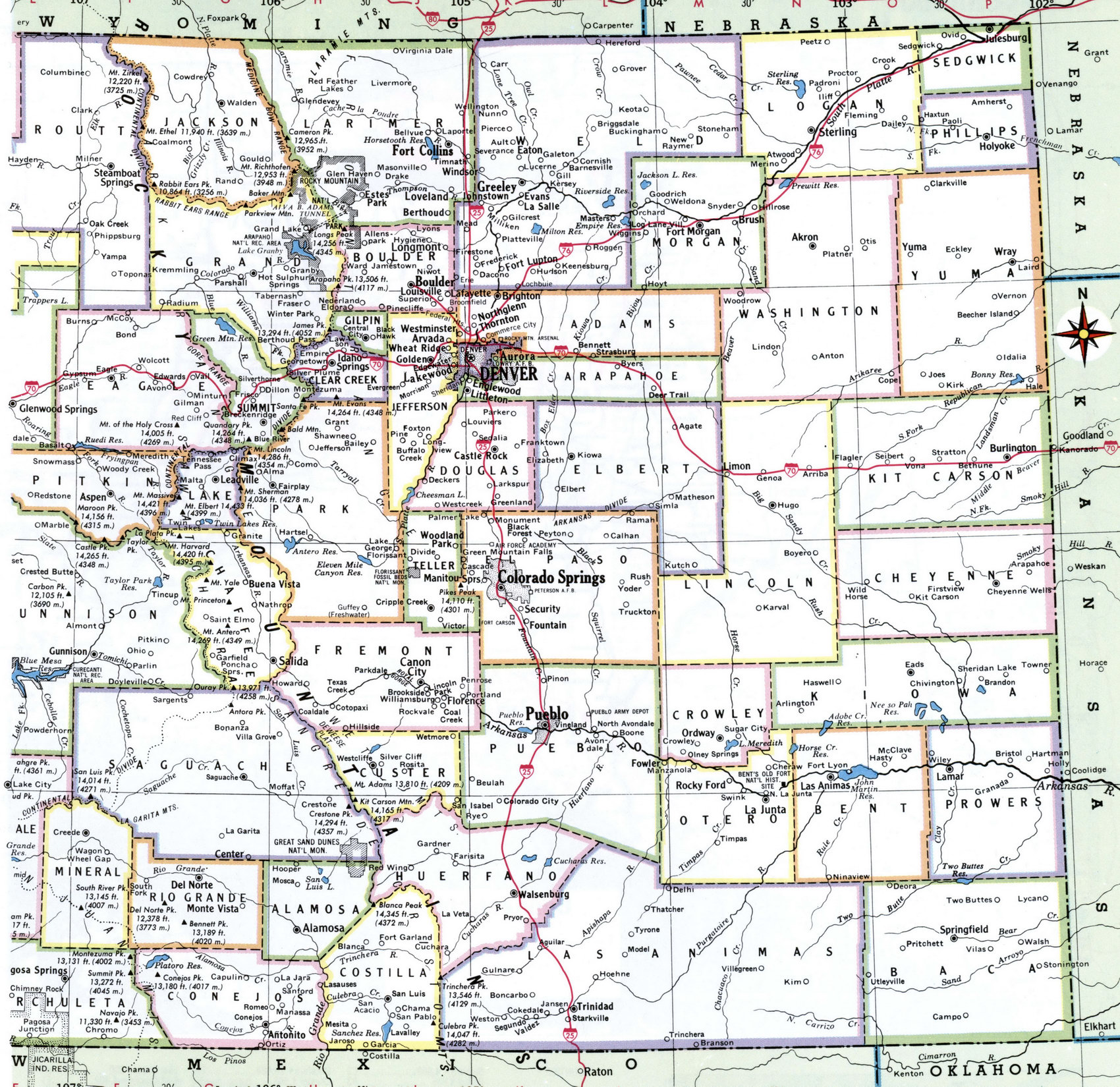 Map of Colorado by county