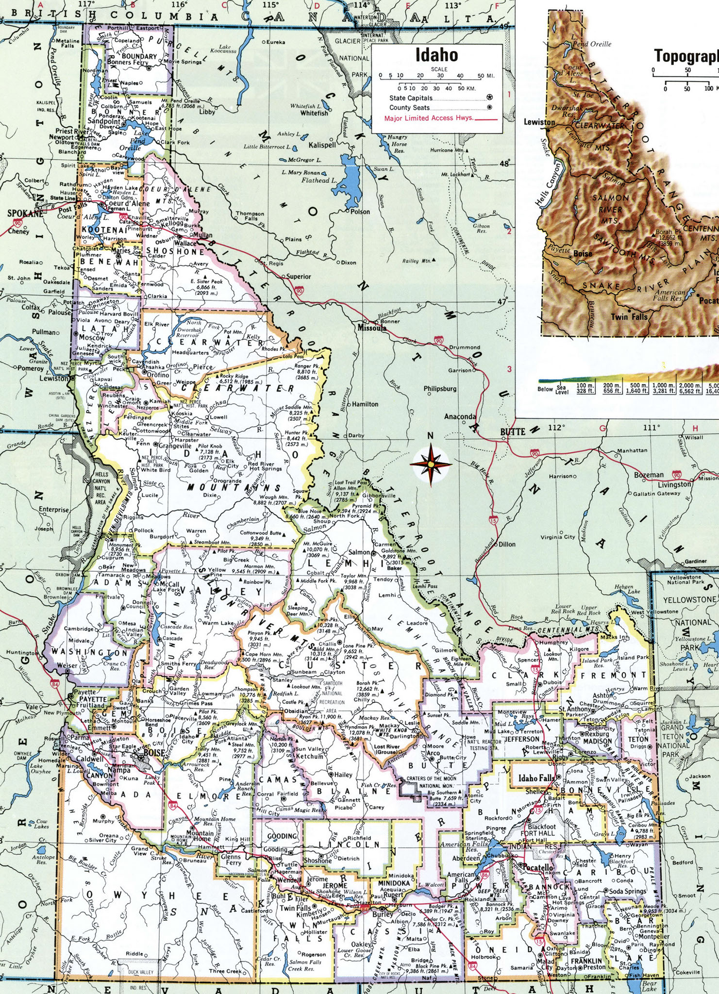 Map of Idaho by county