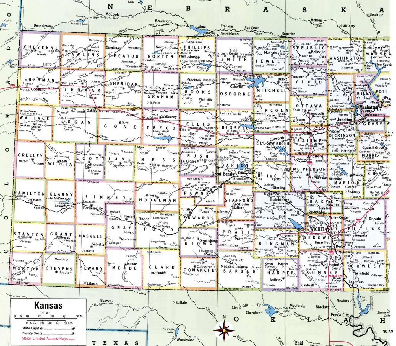 Map of Kansas by county