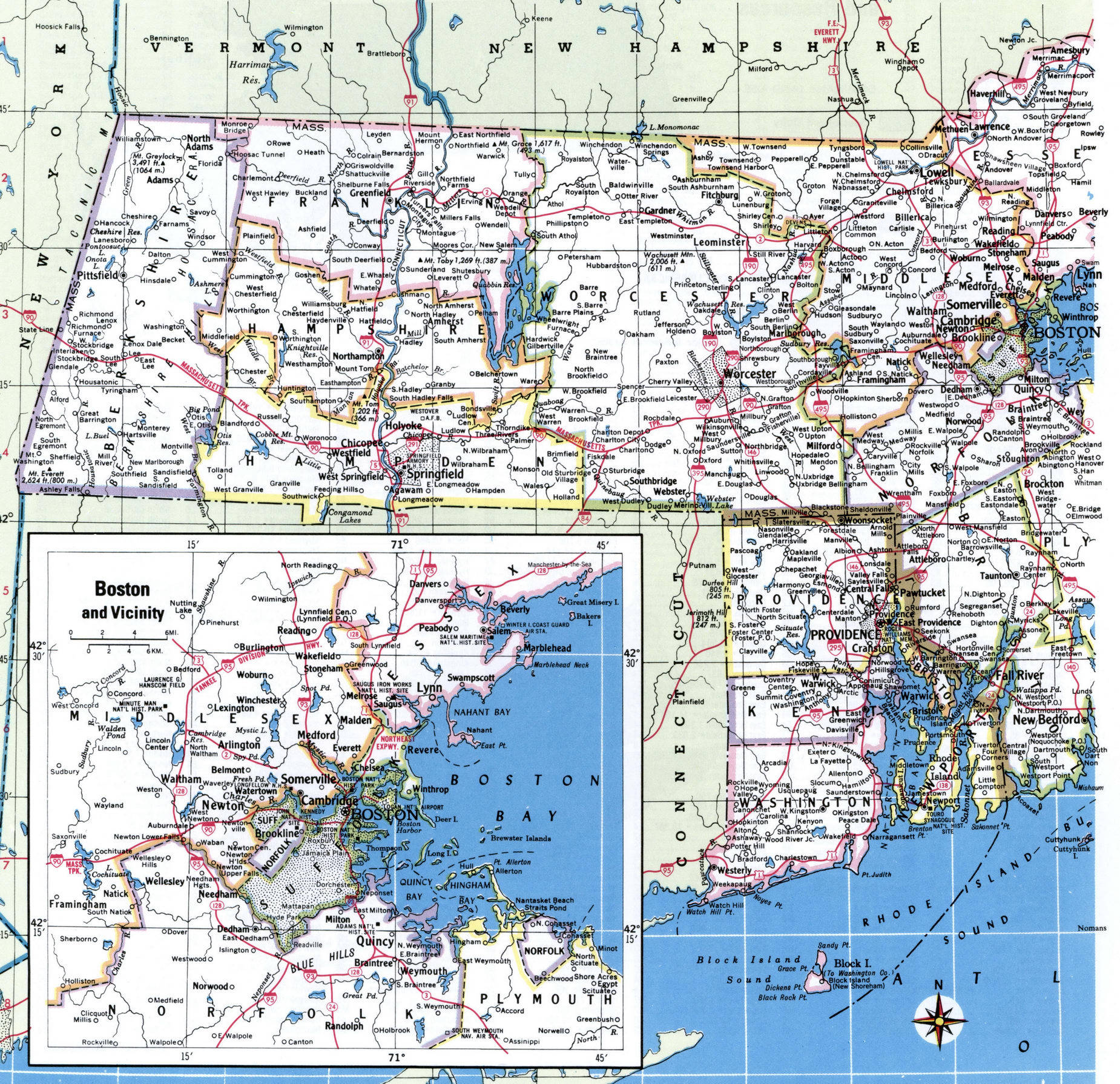 Map of Massachusetts by county