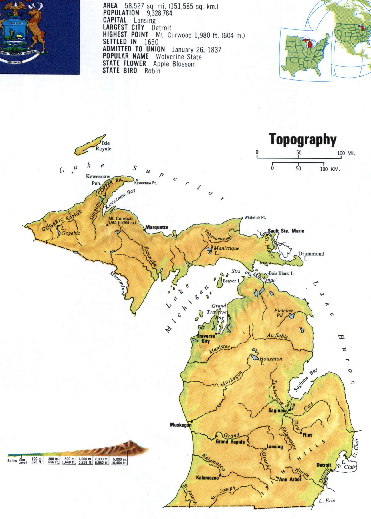 Landscape map of Michigan