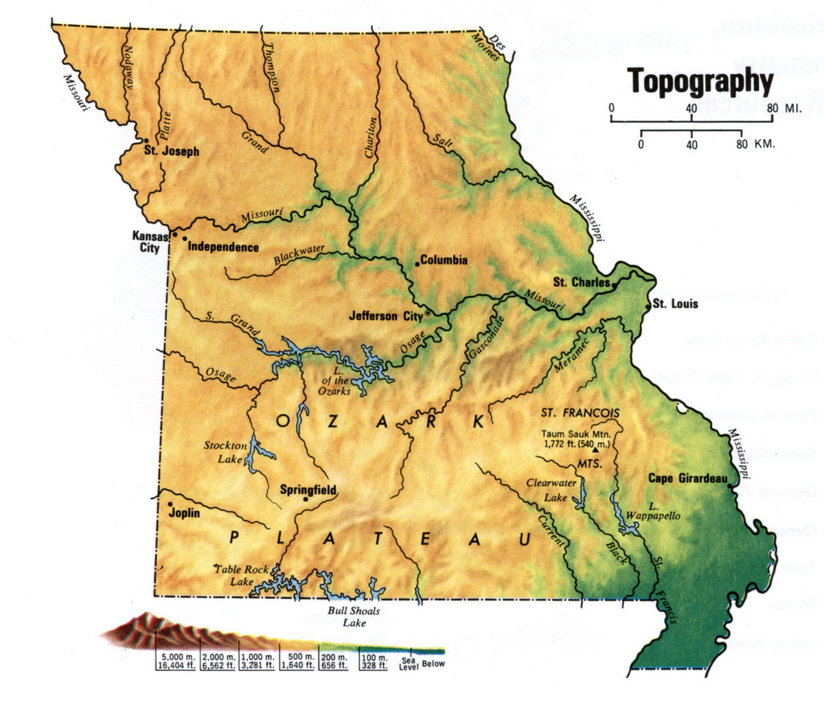 Missouri topographical map
