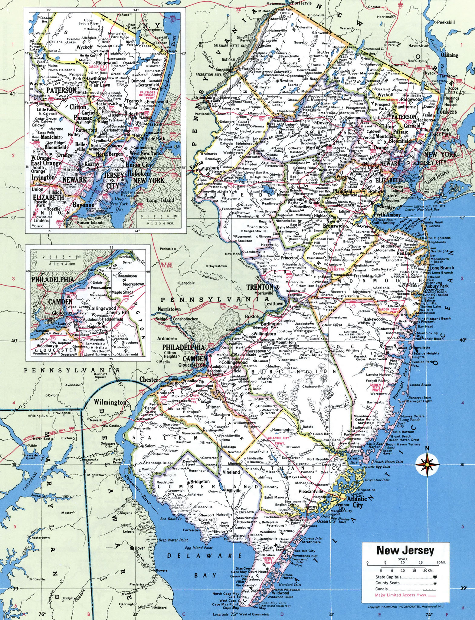 Map of New Jersey by county
