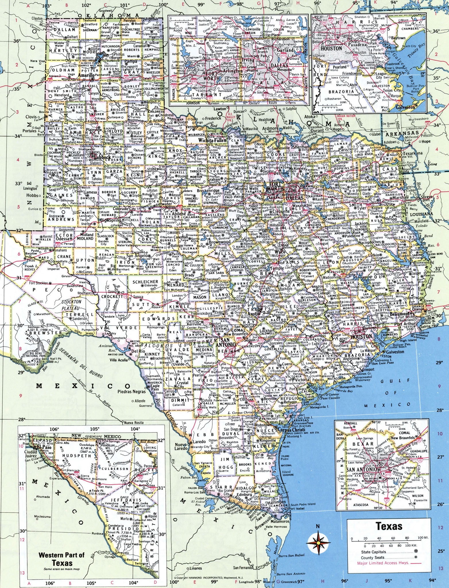 Map of Texas by county
