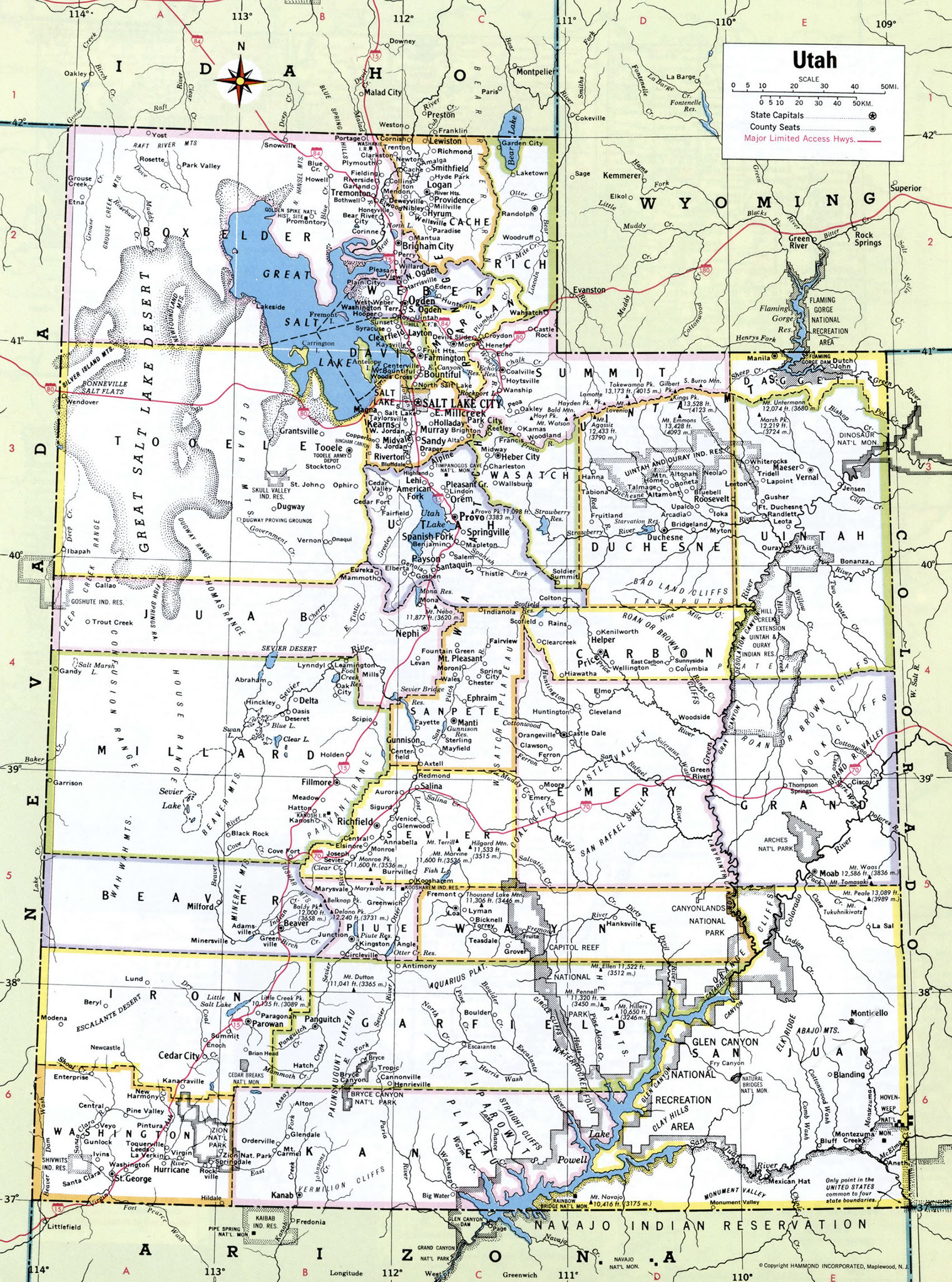 Map of Utah by county