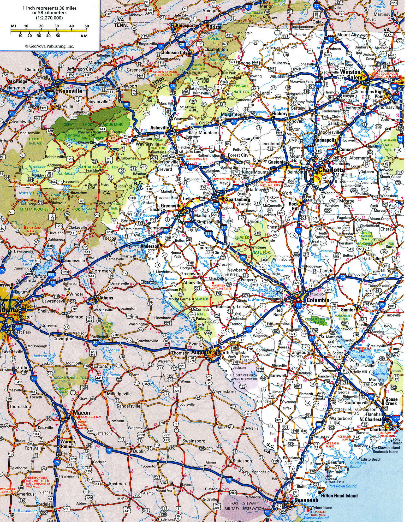 South Carolina detailed map