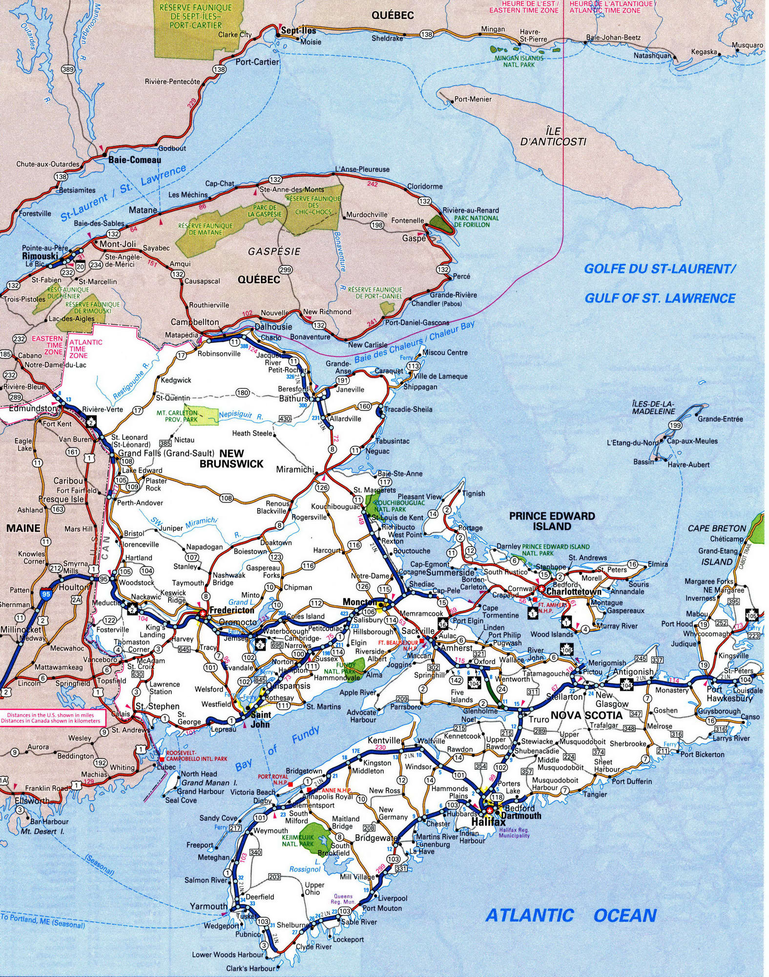Detailed map of New Brunswick