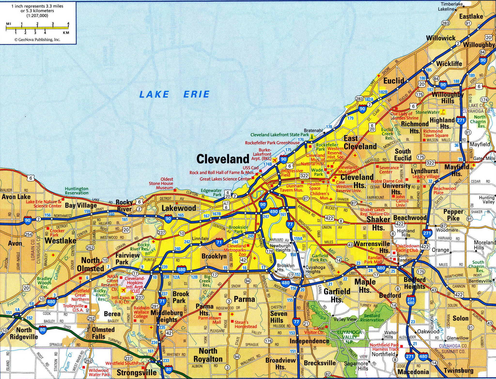 Cleveland city road map