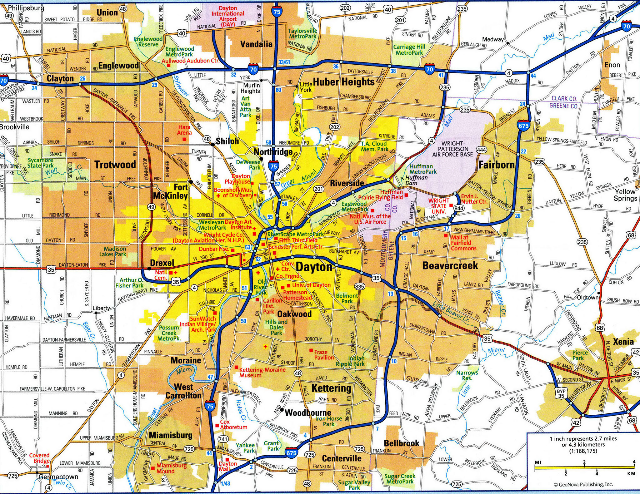 Detailed map of Dayton city