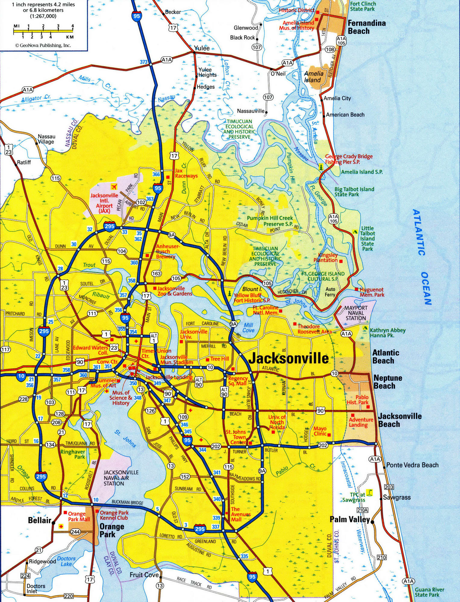 Detailed map of Jacksonville city