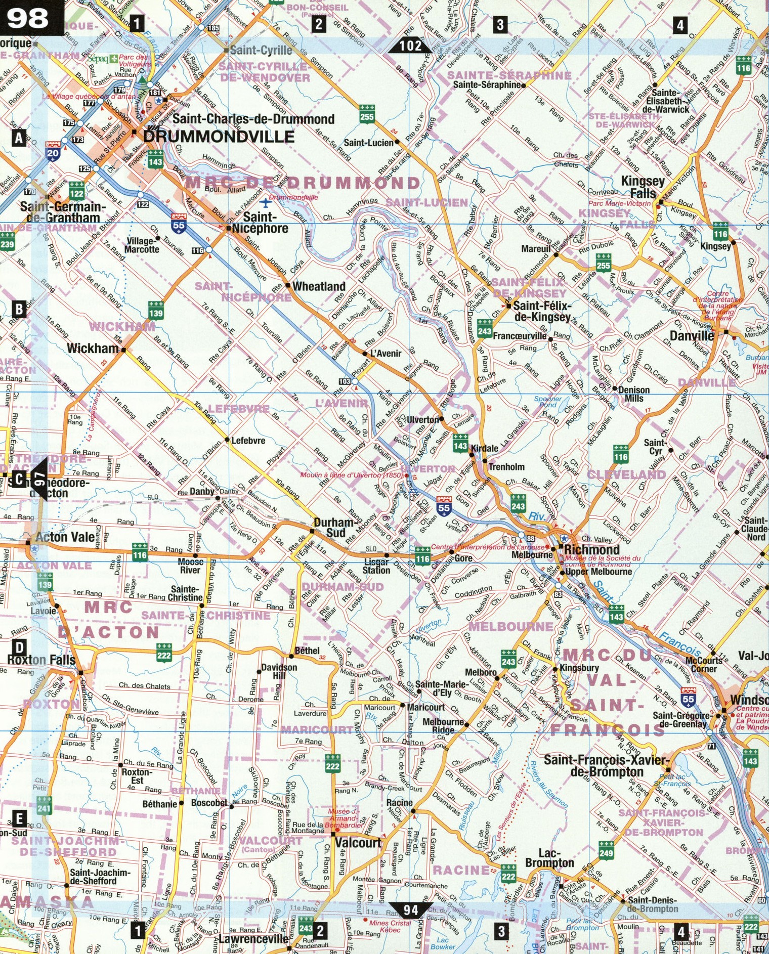 Map of Drummondville and Centre-du-Quebec