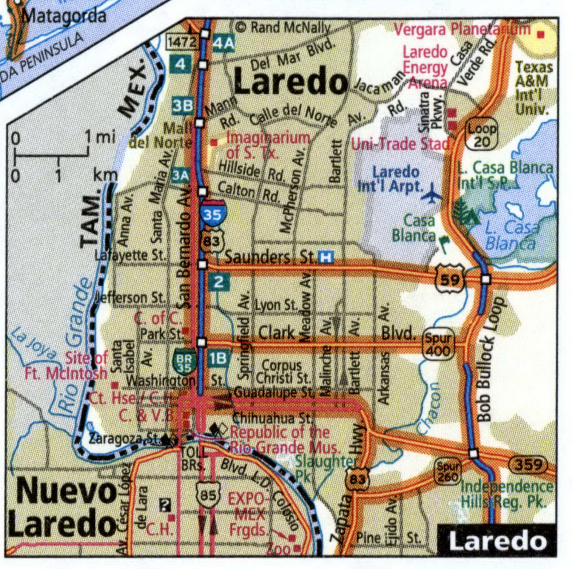 Laredo City Road Map For Truck Drivers Toll Free Highways Map Usa   101Laredo 