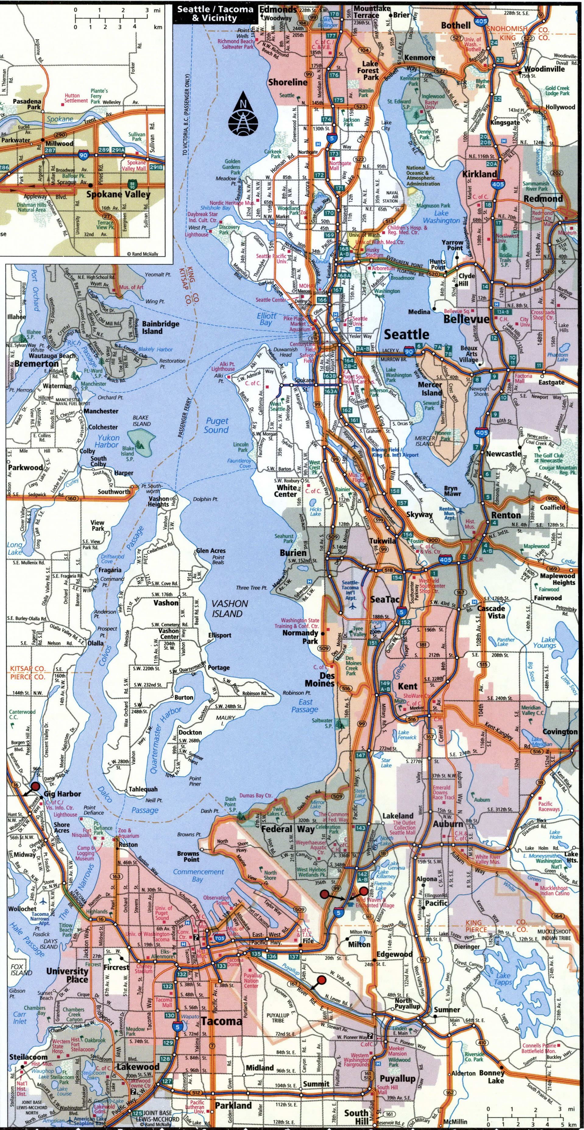 Seattle city road map for truck drivers toll free highways map - usa