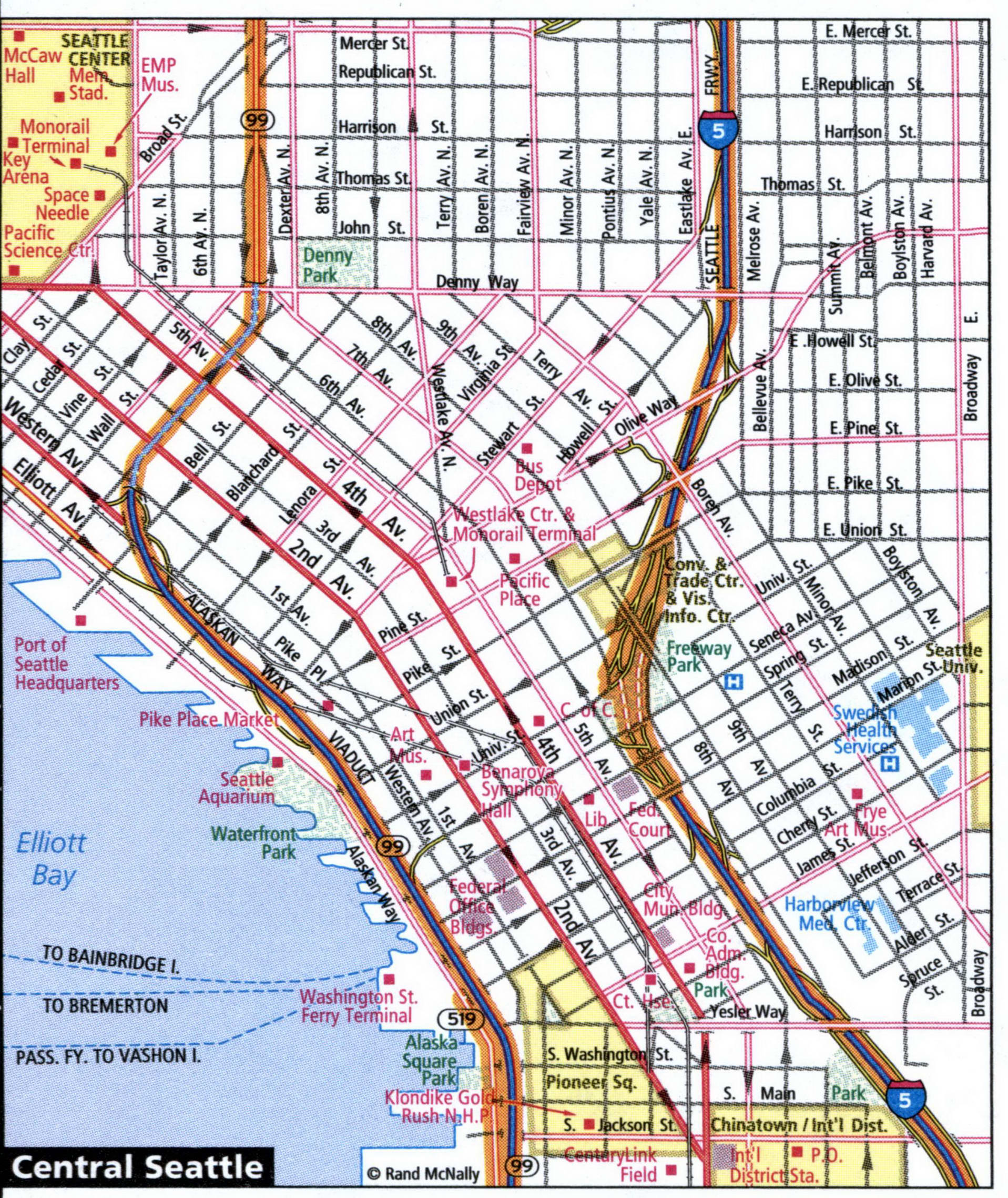 Central Seattle city map for truckers