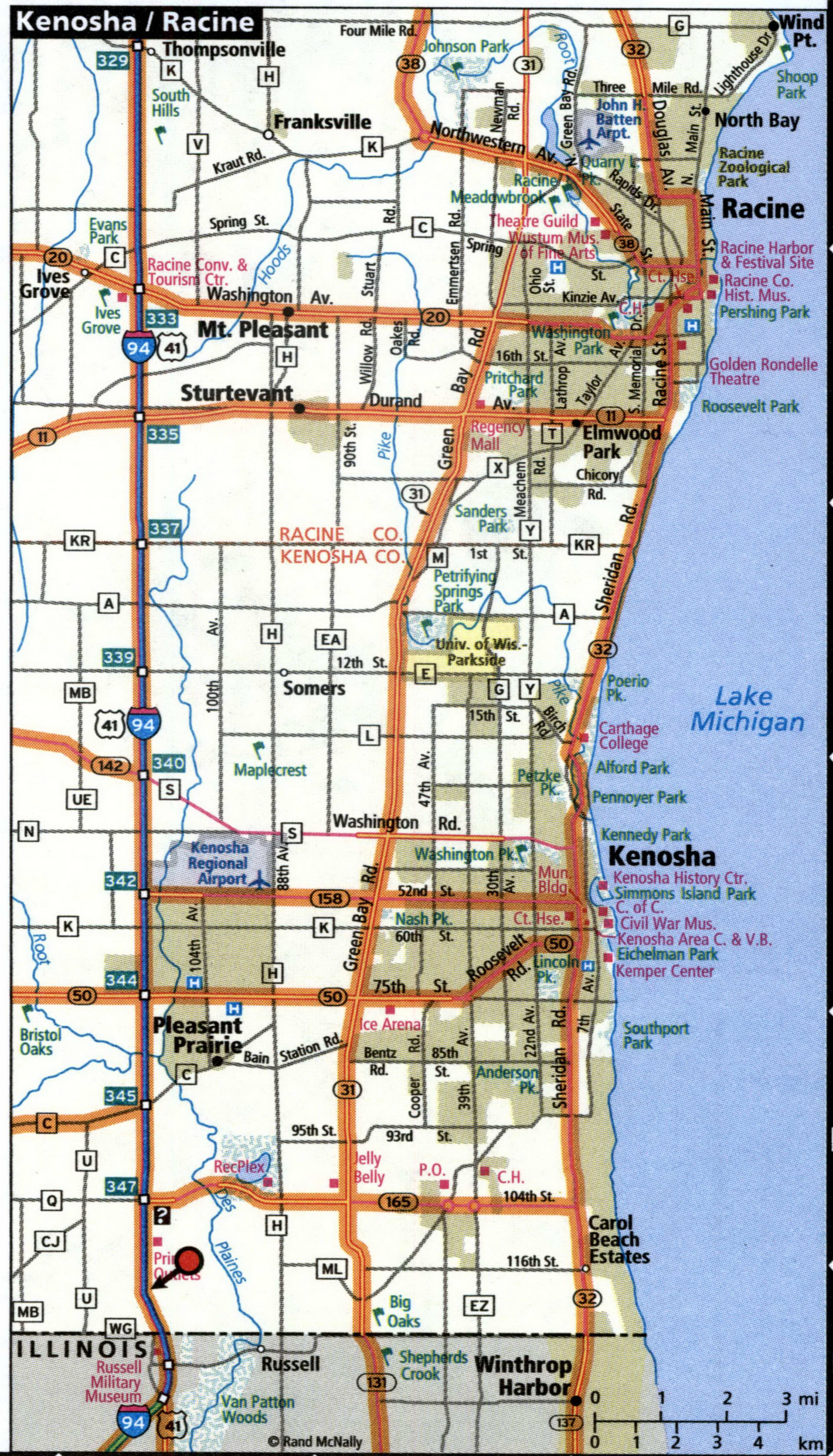 Kenosha city map for truckers