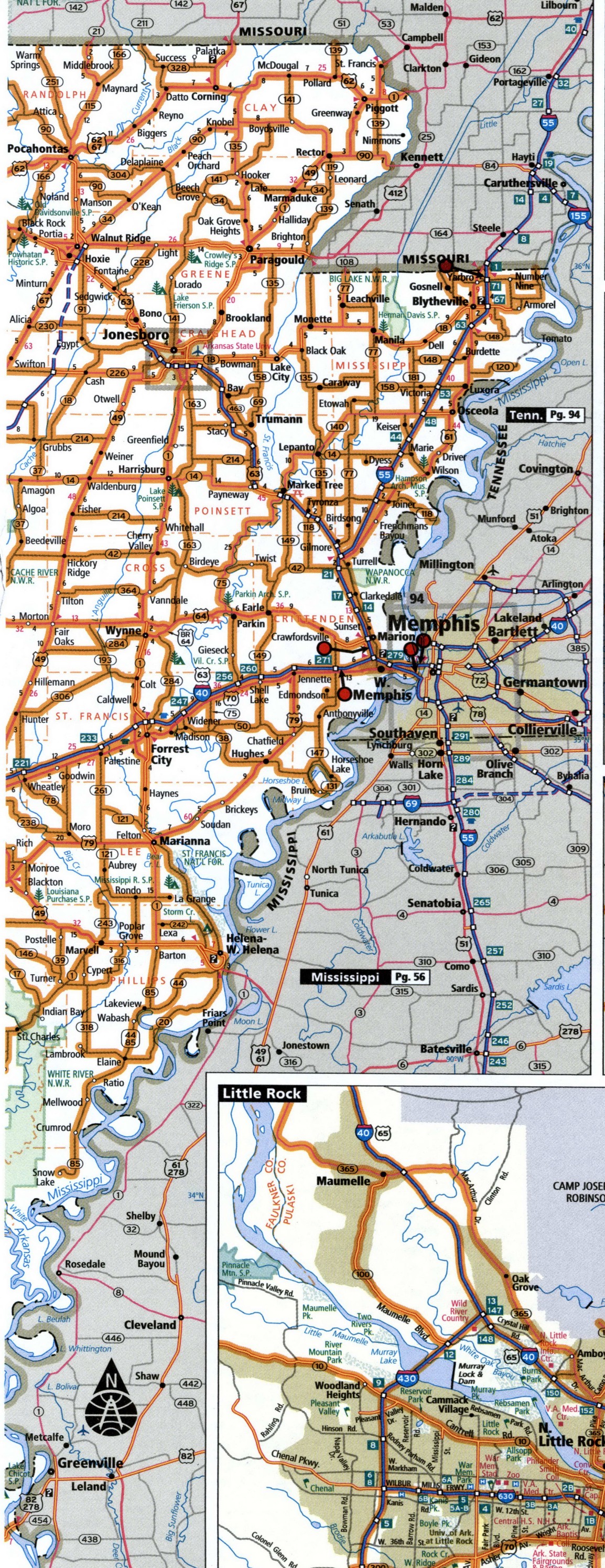 Arkansas State Highway Map With Truck Routes Roads Map Trucker Drivers Usa 8909