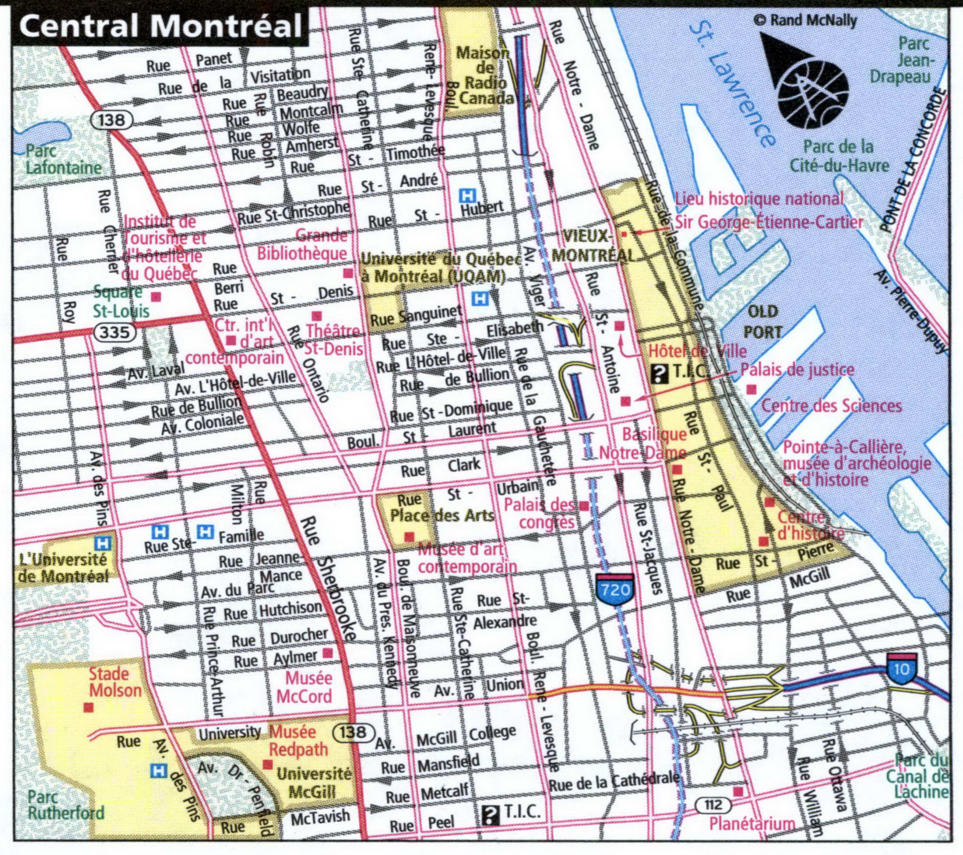 Central Montreal city road map for truckers