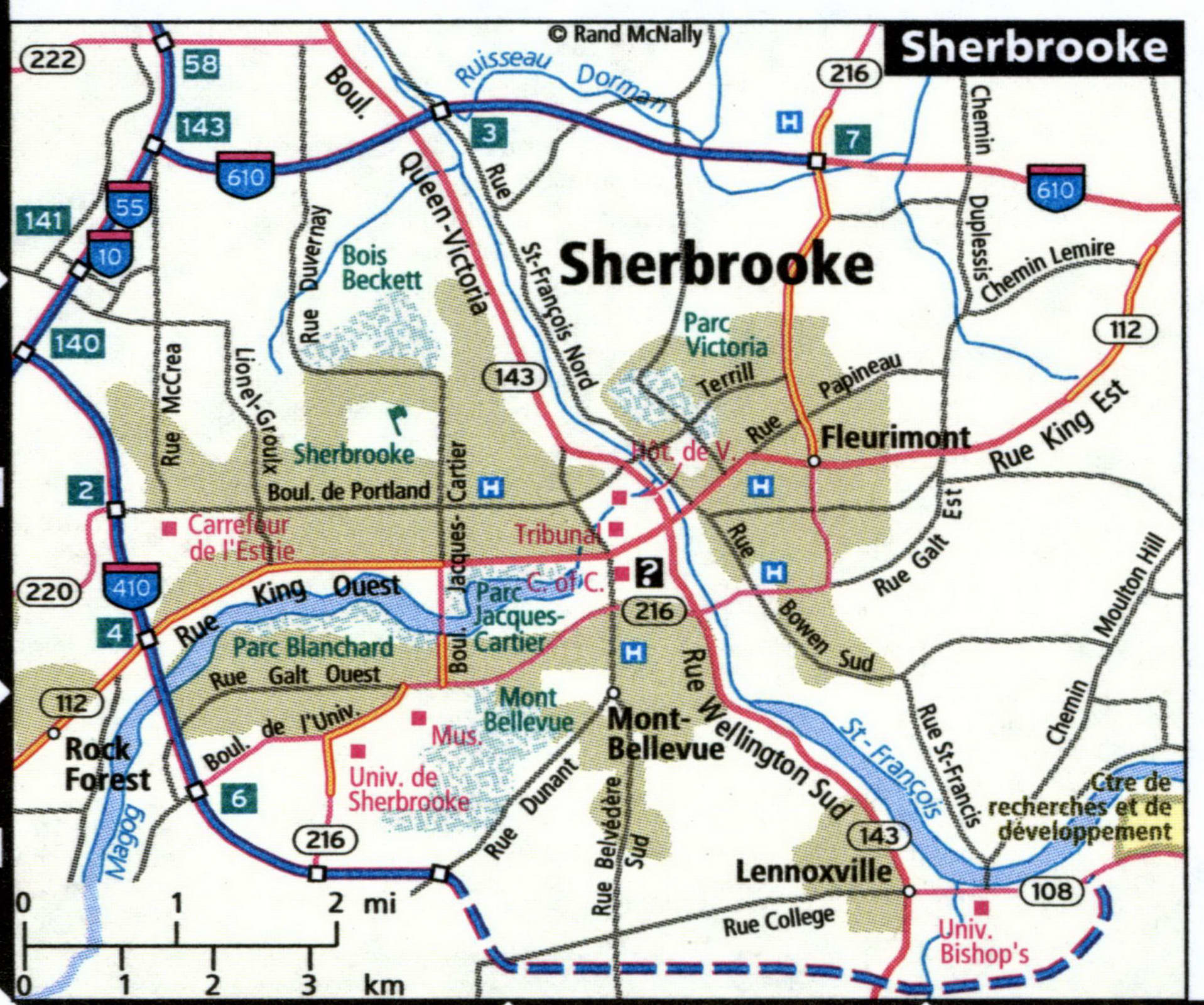 Sherbrooke city map for truckers