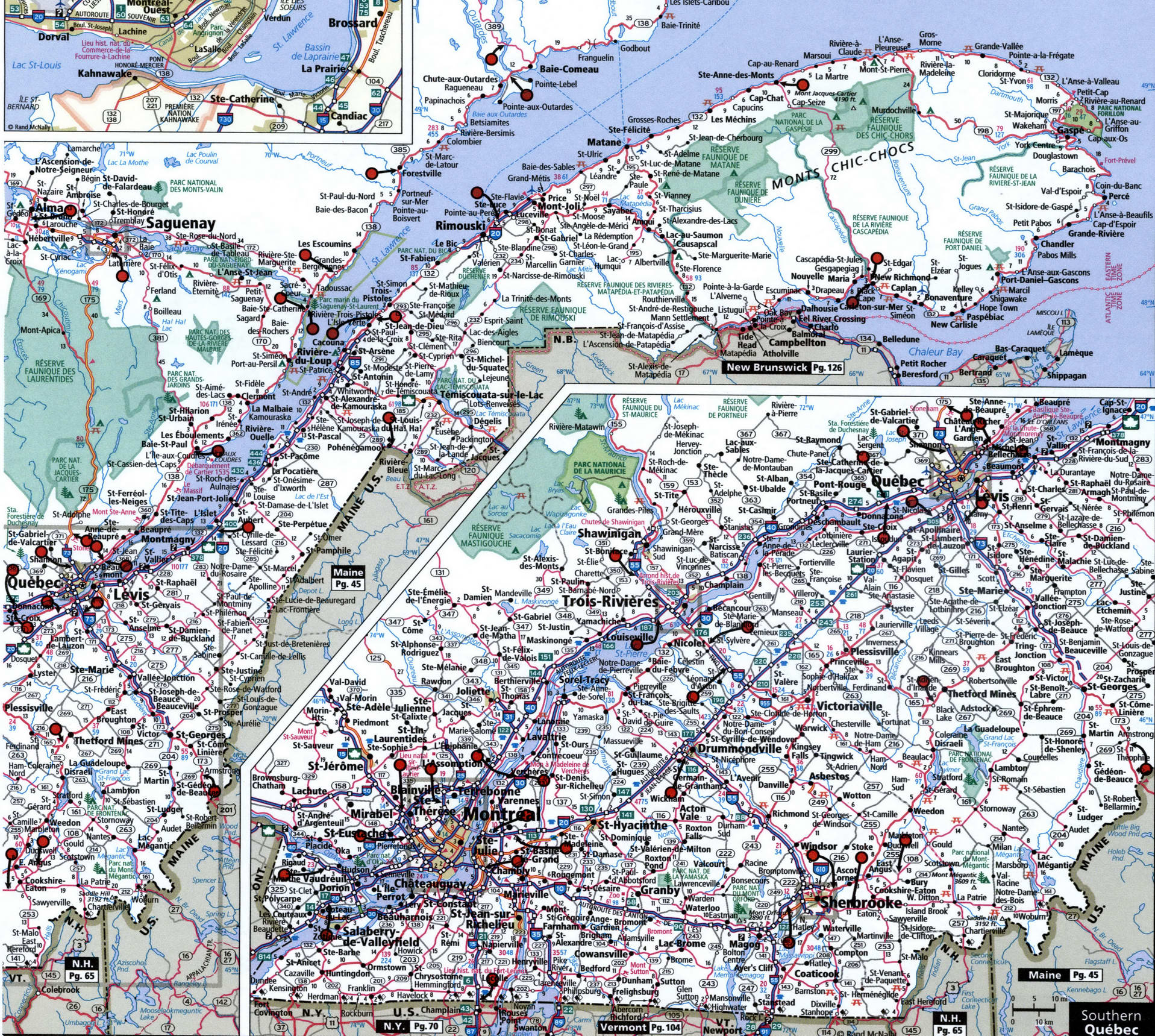 Quebec province road map for truckers