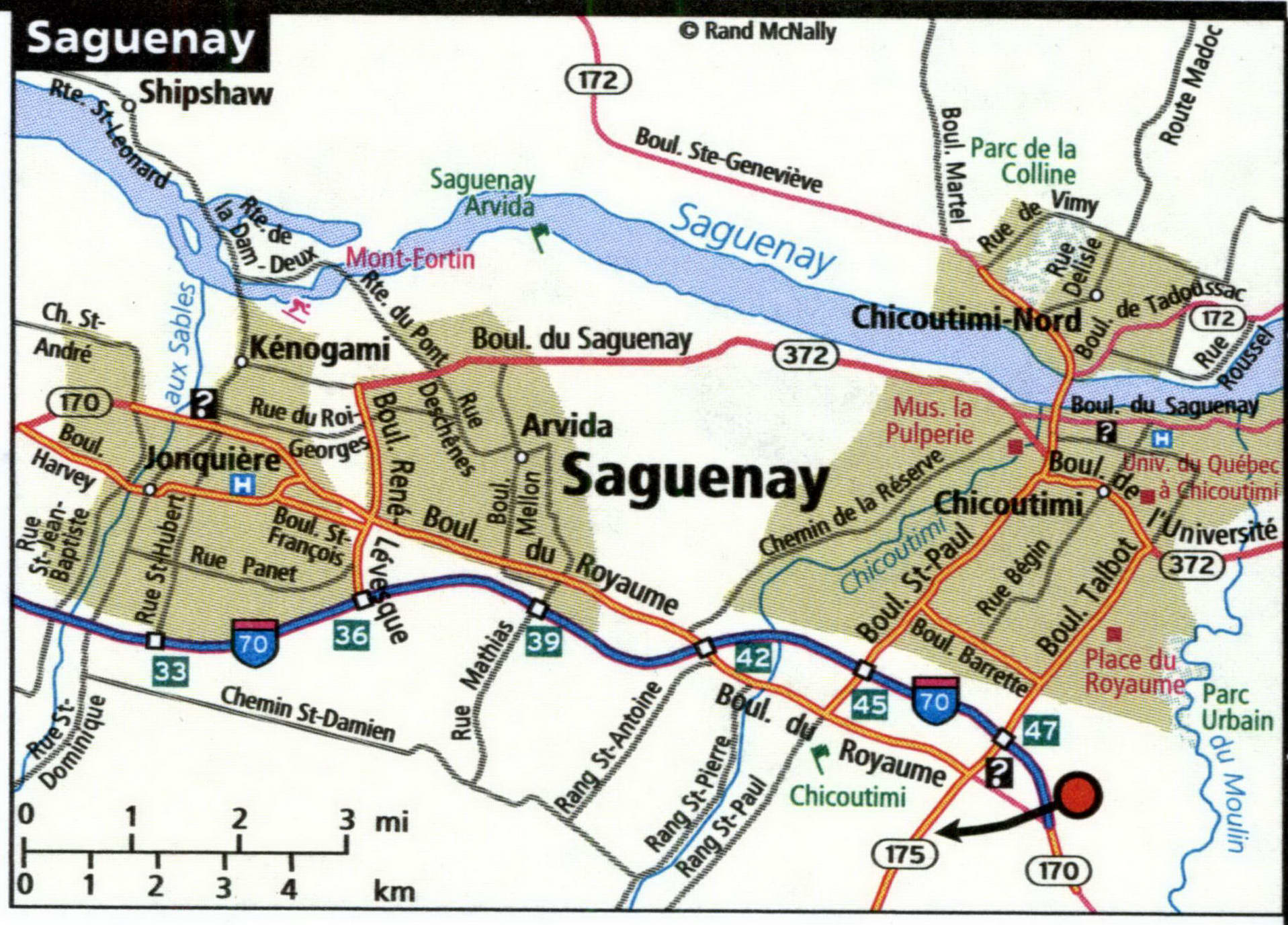 Saguenay city map for truckers
