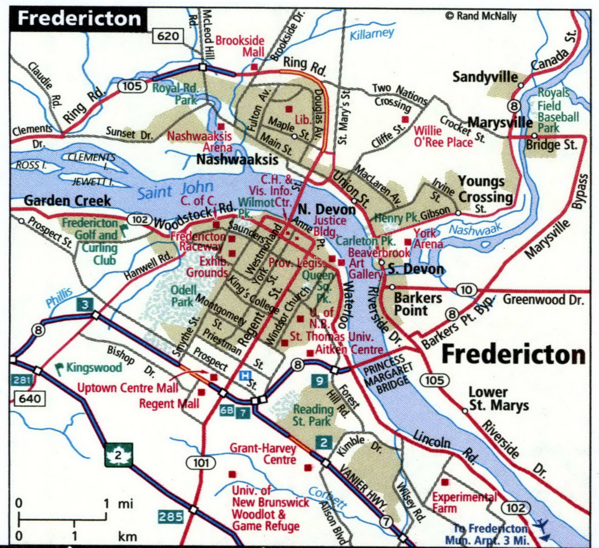 Fredericton city road map for truck drivers toll free highways map - usa