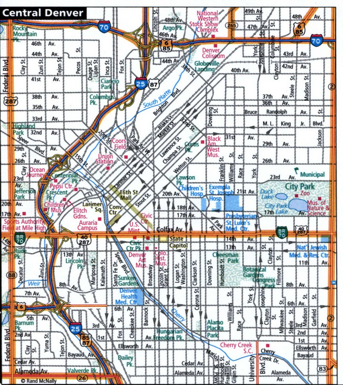 Central Denver city map for truckers