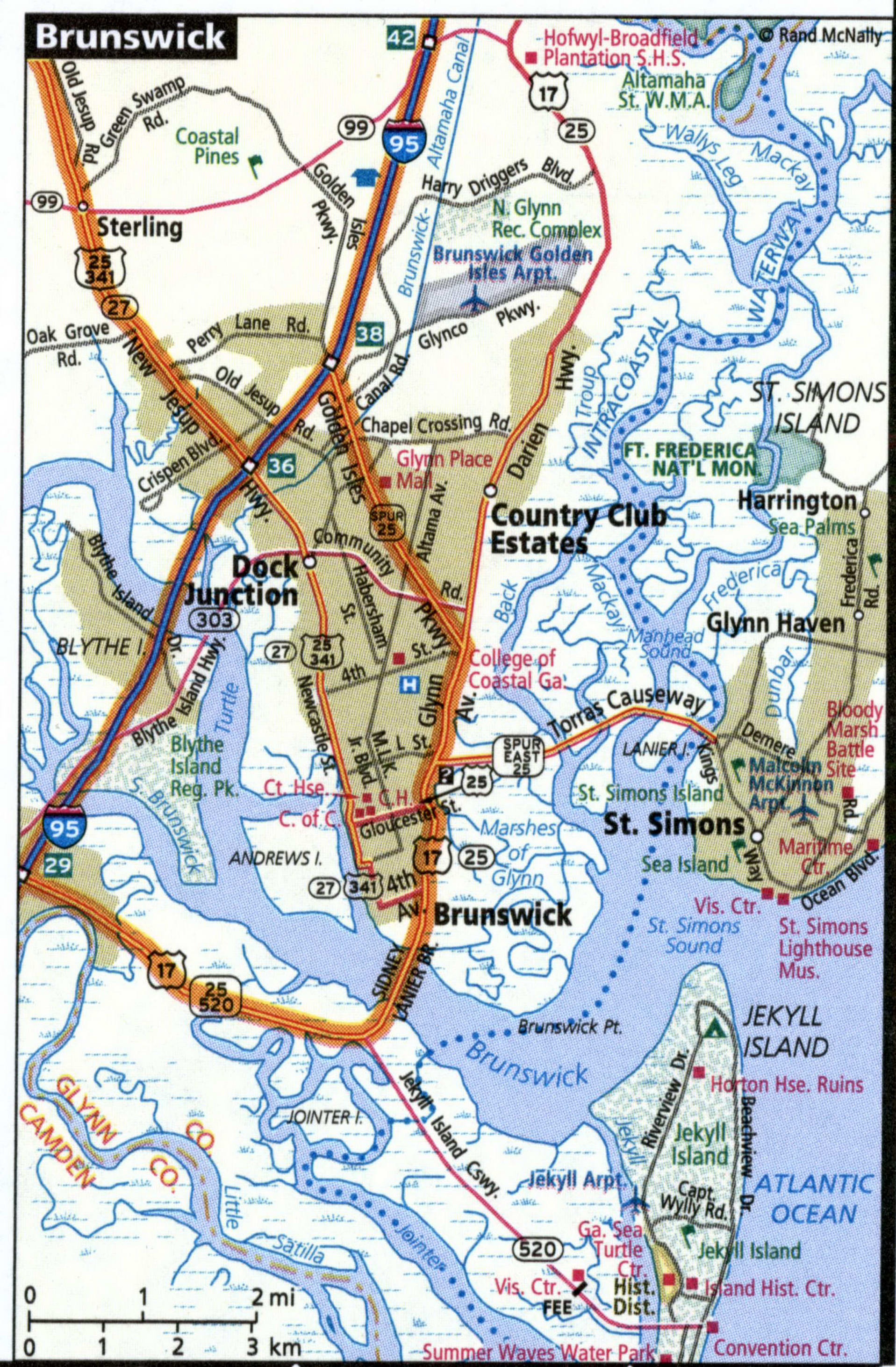 Brunswick city road map for truck drivers toll and free highways map - usa