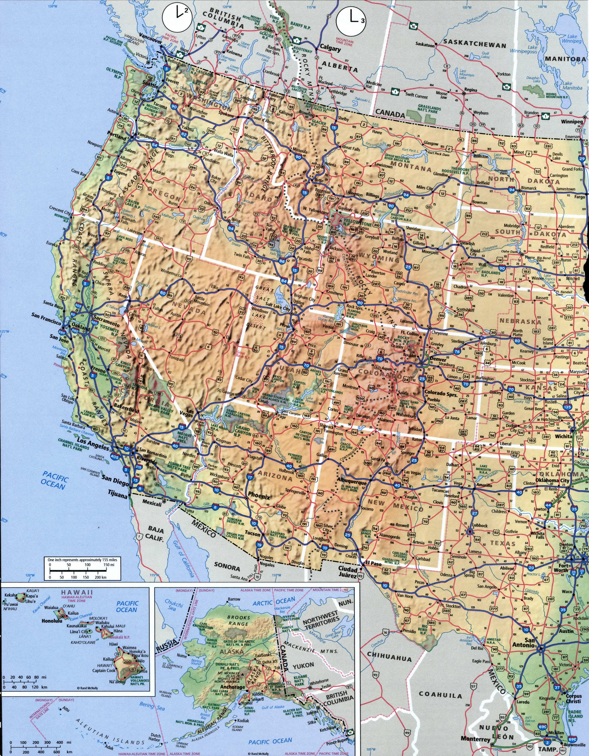 Map USA with cities interstate highways borders states detailed US - usa