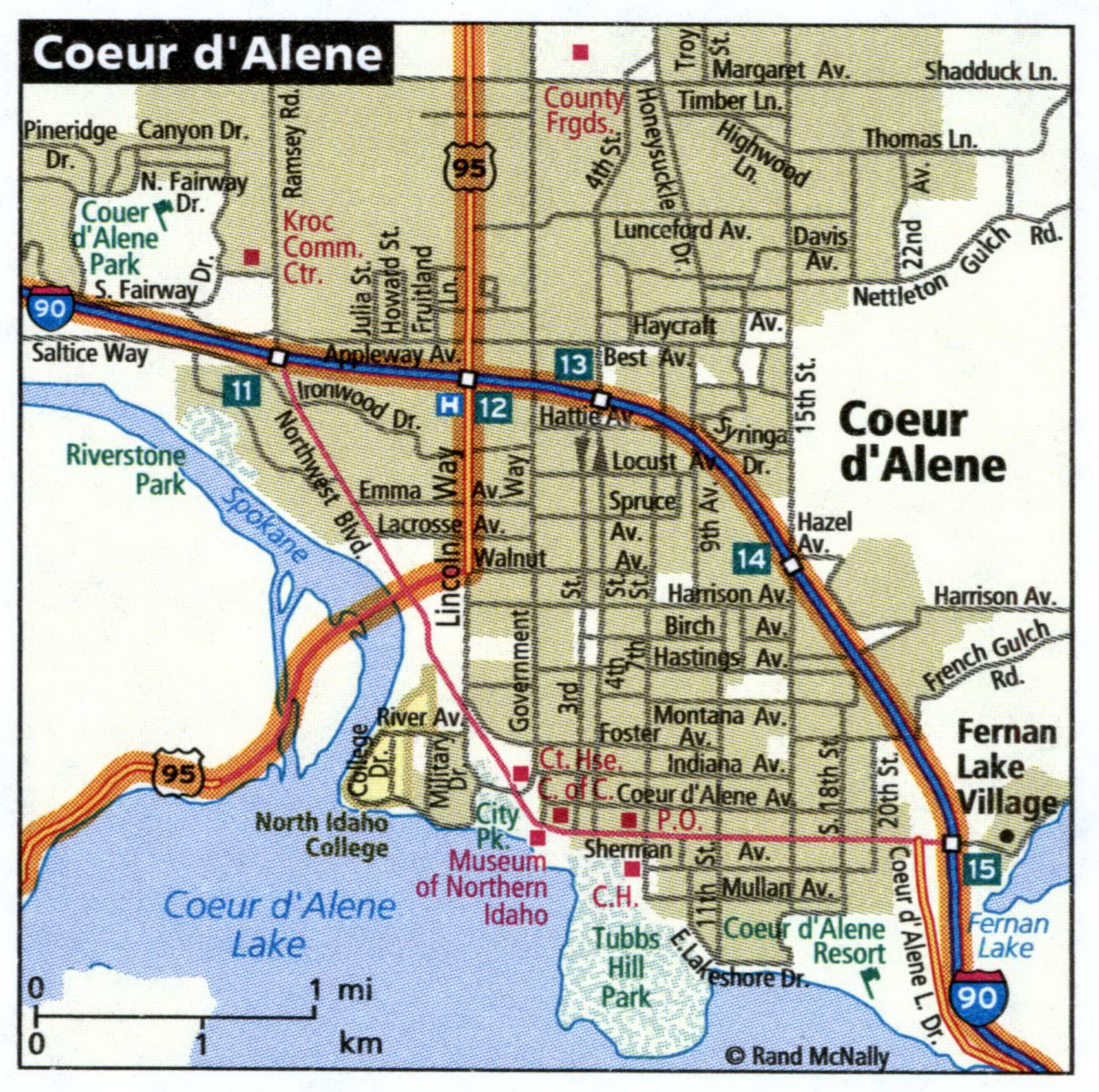 Couer d'Alene map for truckers