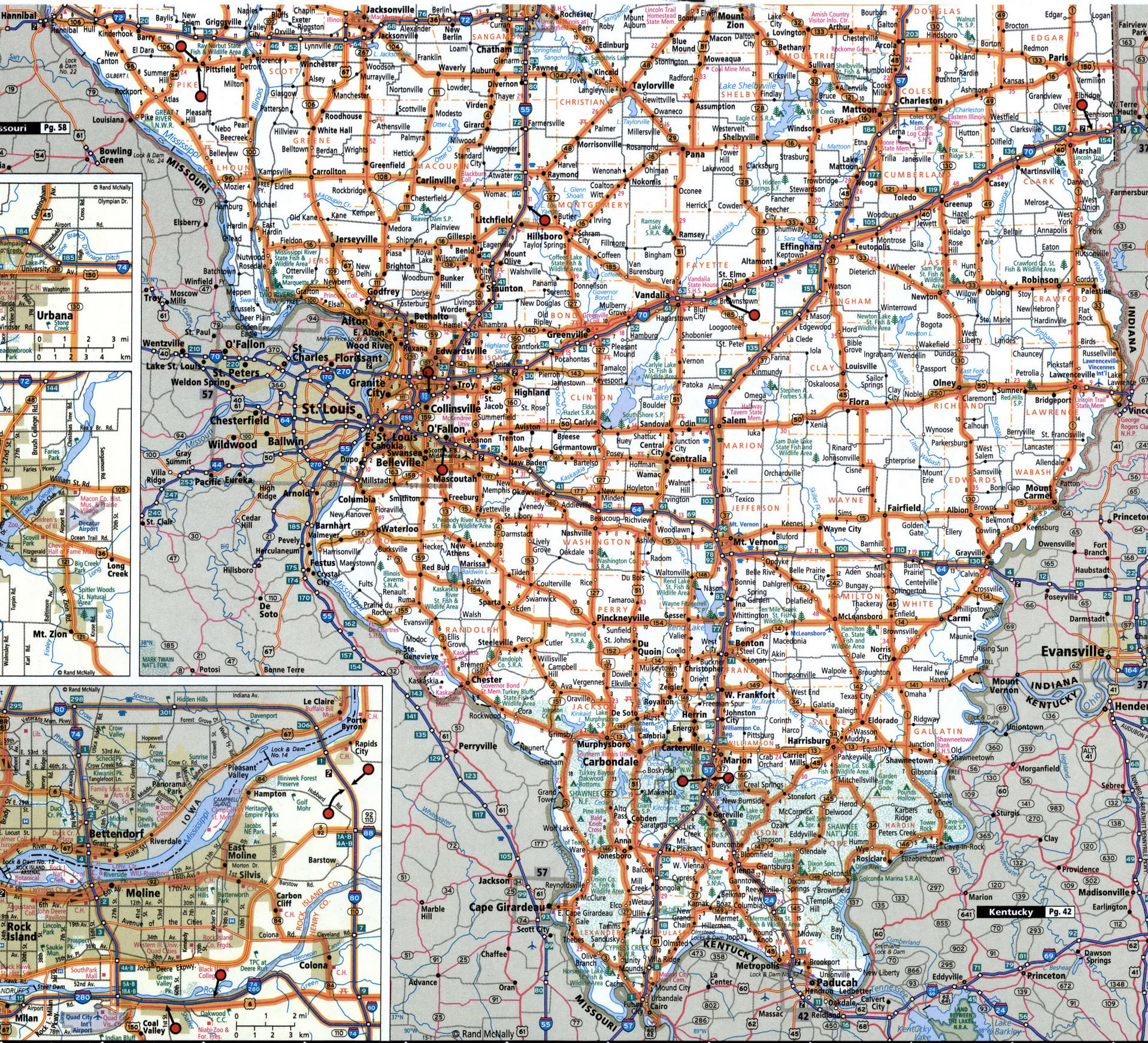 Illinois state highway map with truck routes roads map trucker drivers ...