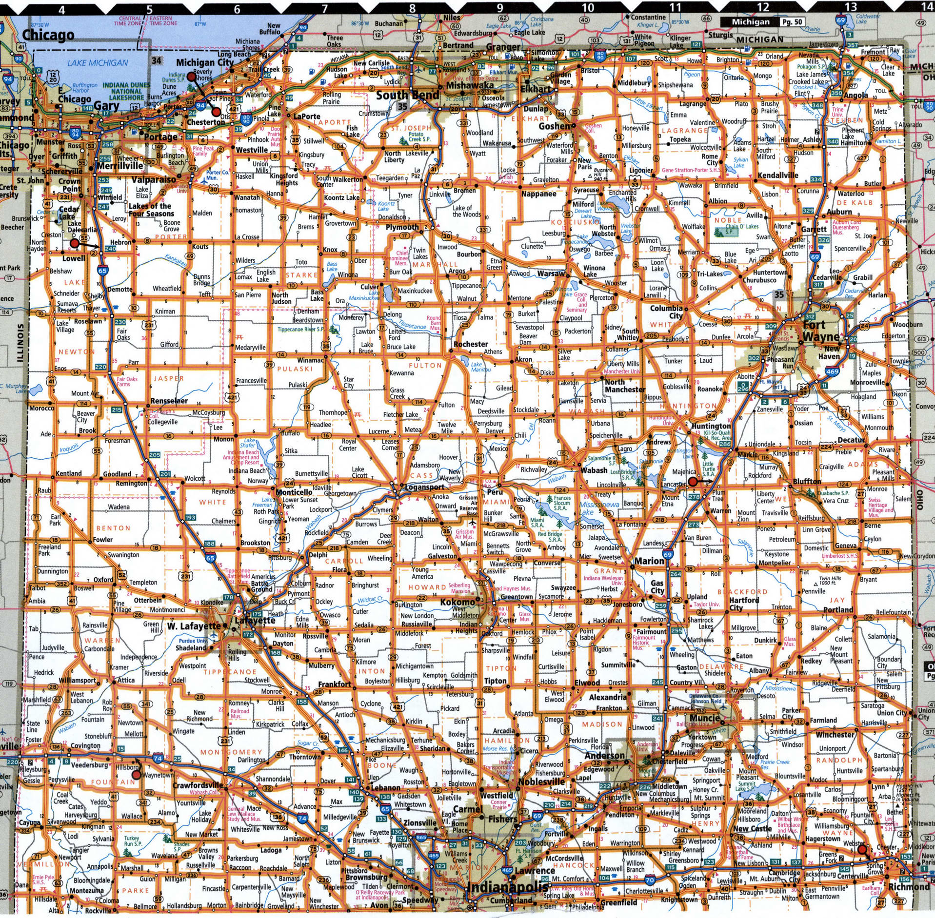 Northern Indiana map for truckers
