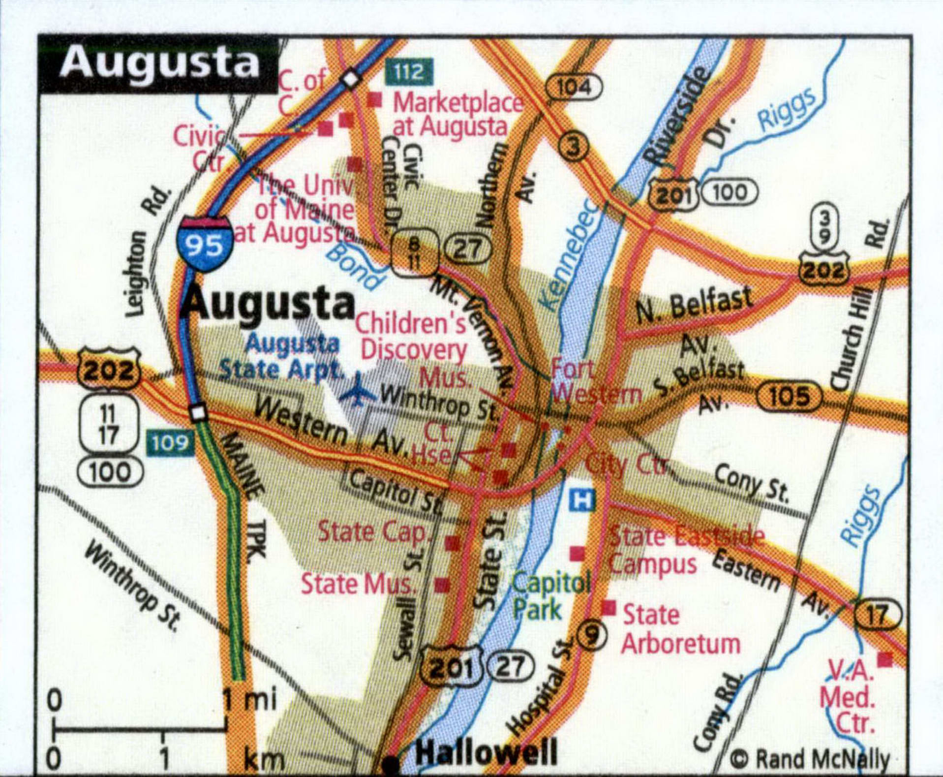 Augusta city road map for truck drivers toll and free highways map - usa