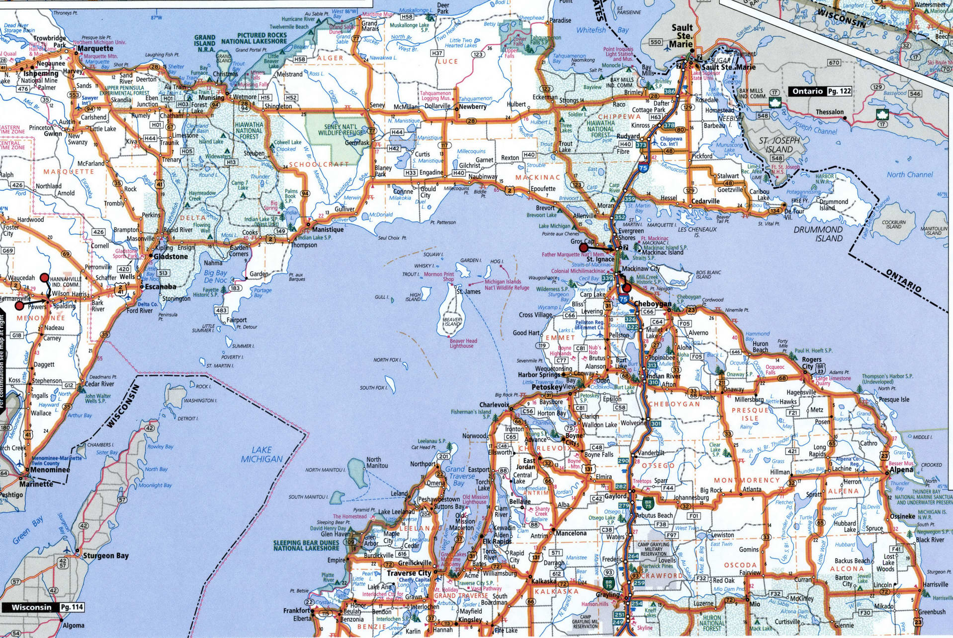Northern Michigan map for truckers