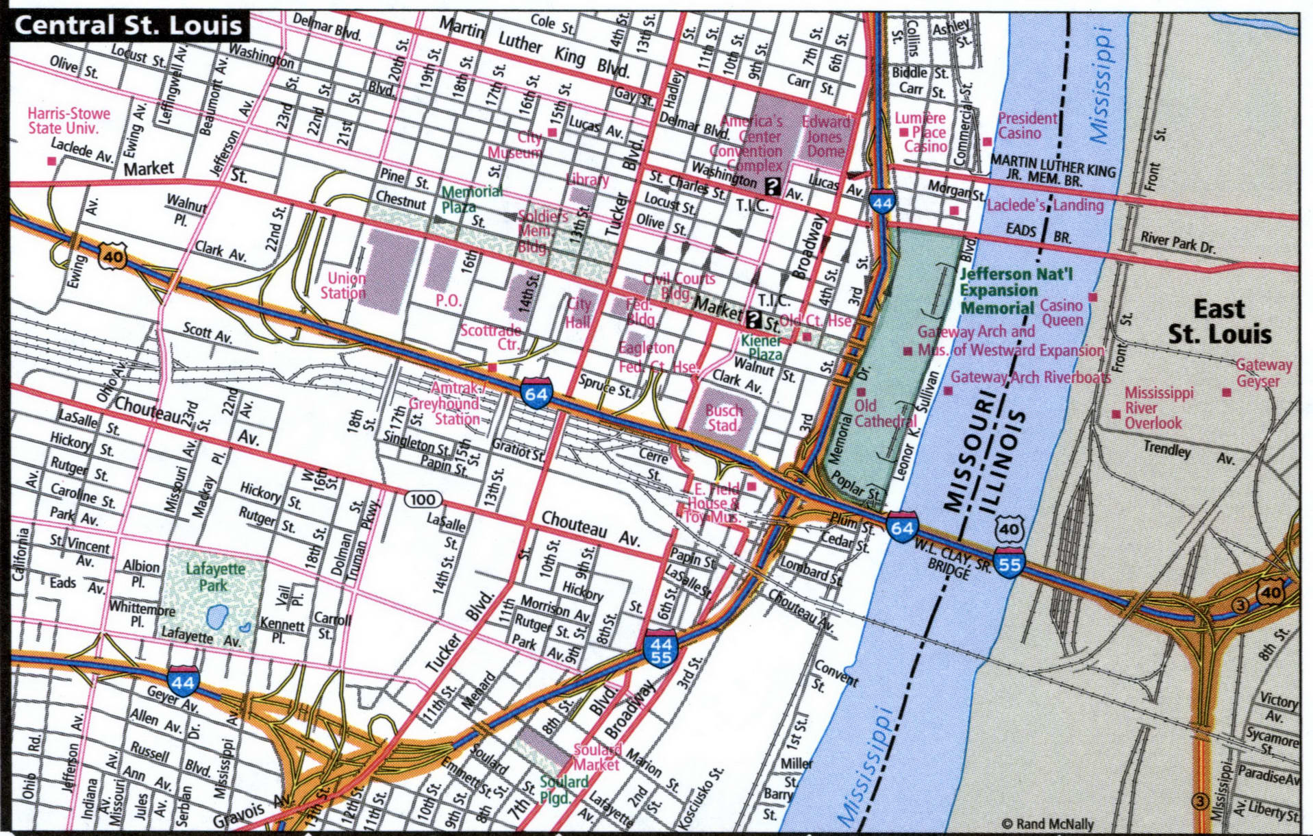 Central St Louis city map for truckers