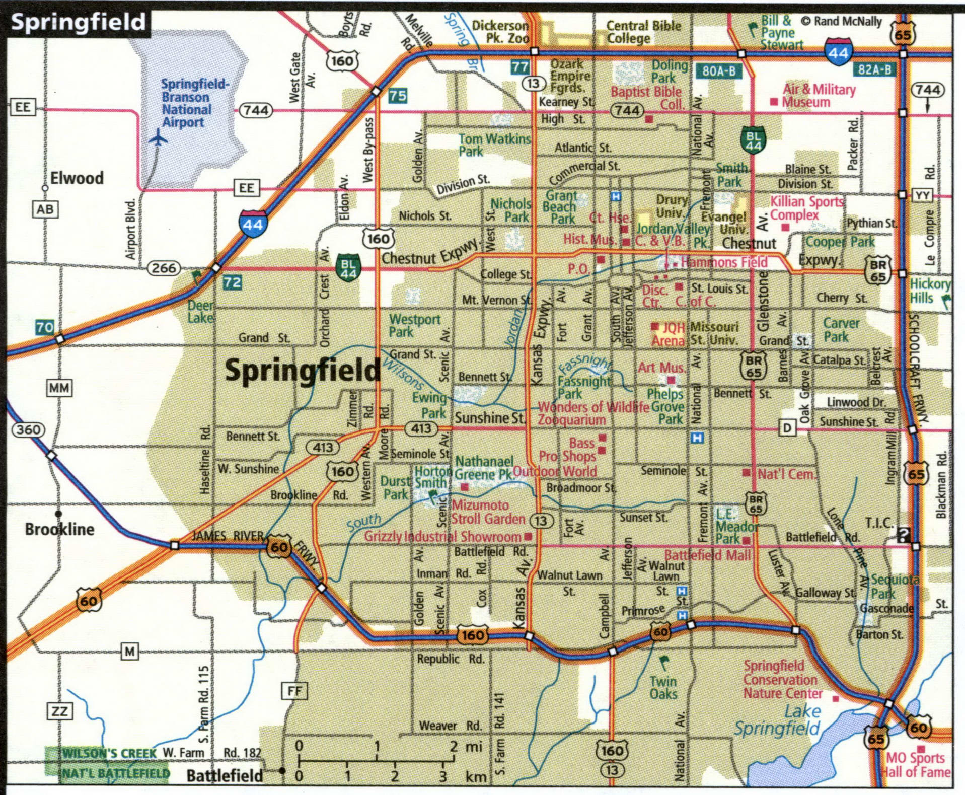 Springfield city road map for truck drivers toll and free highways map ...