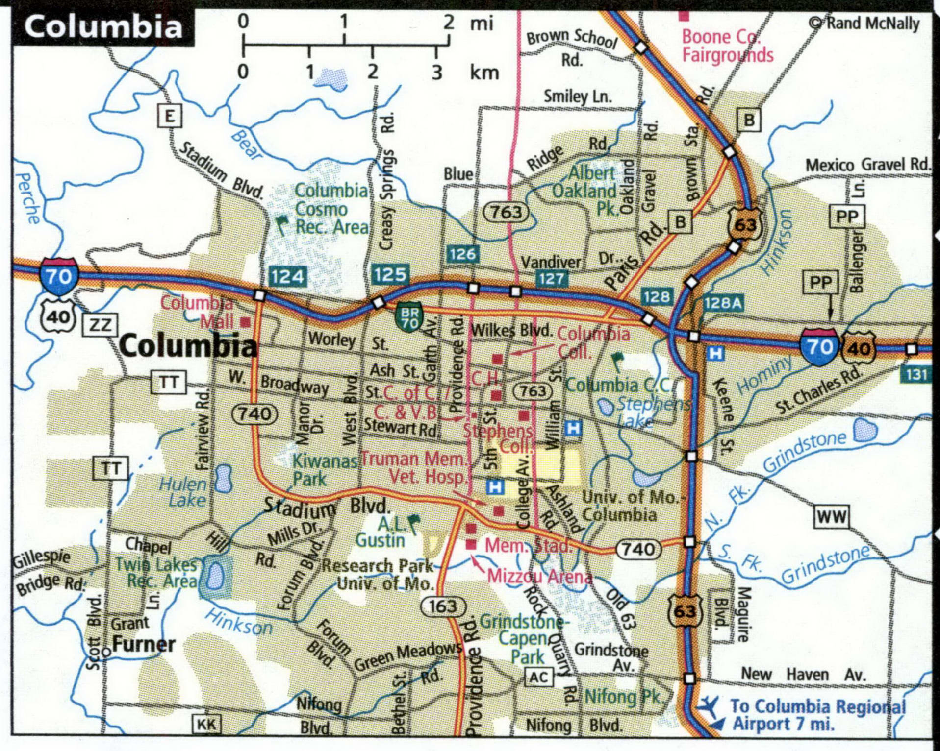 Columbia city map for truckers