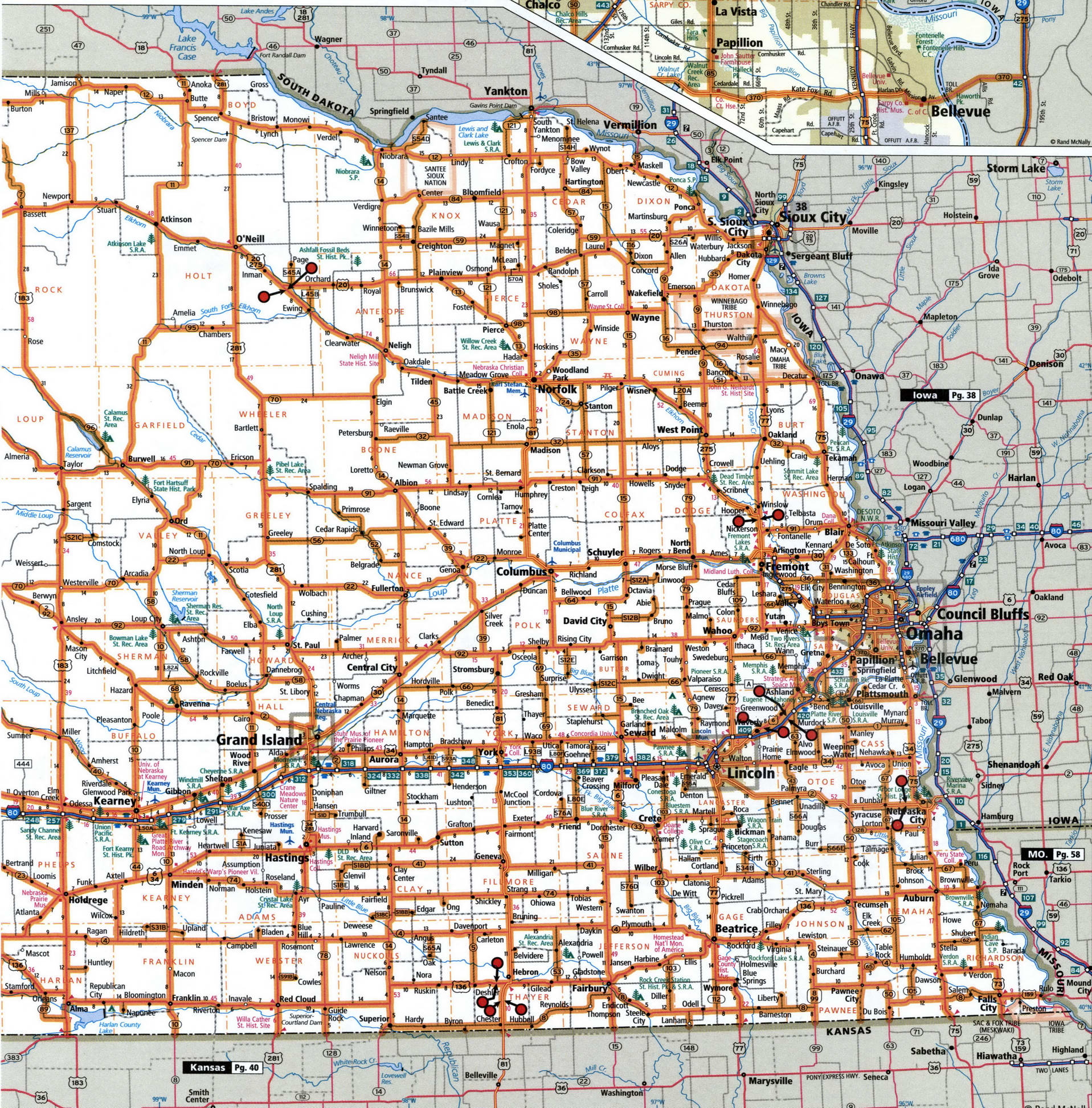 Eastern Nebraska map for truckers