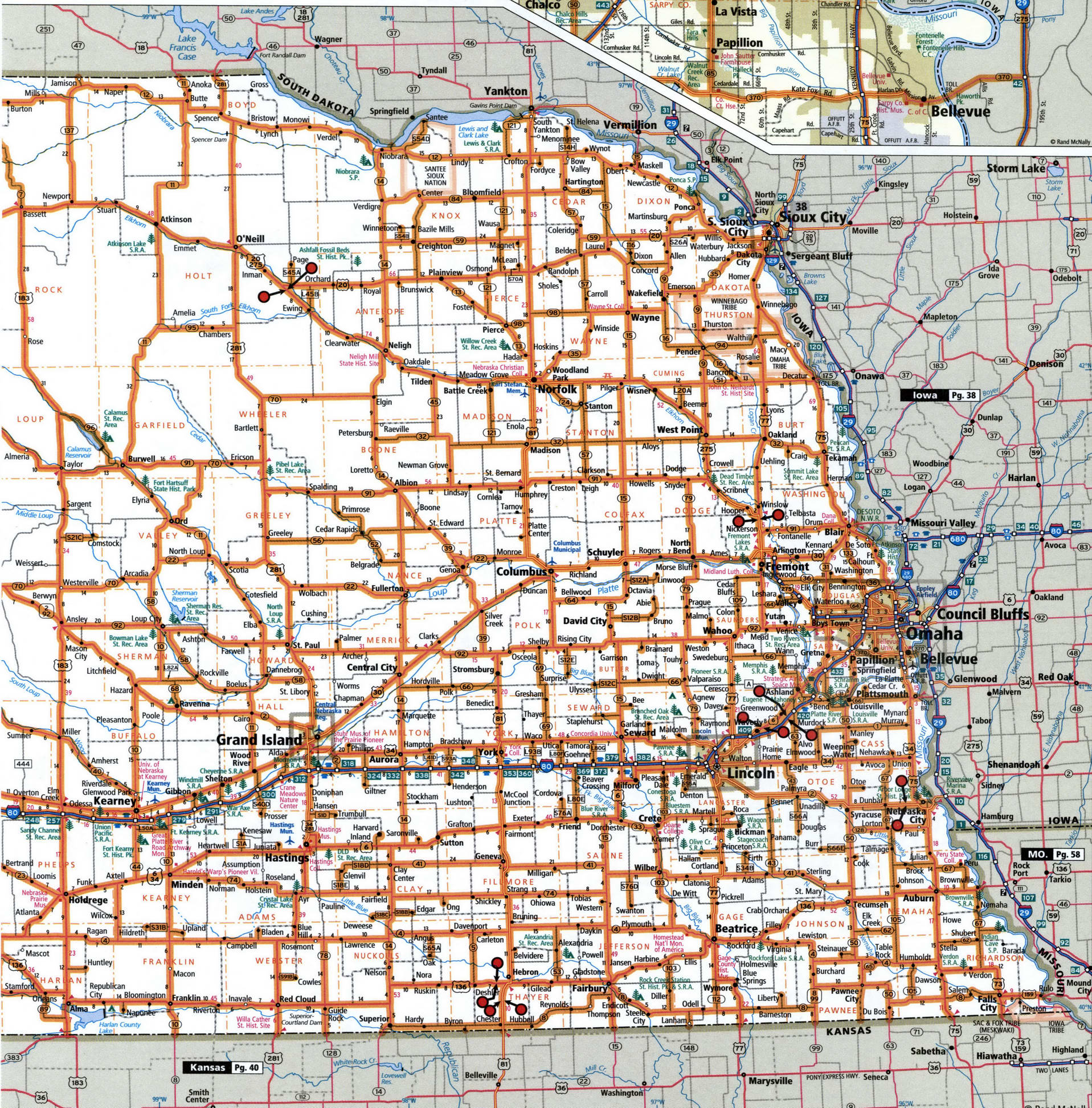 Nebraska State Highway Map With Truck Routes Roads Map Trucker Drivers Usa 8675