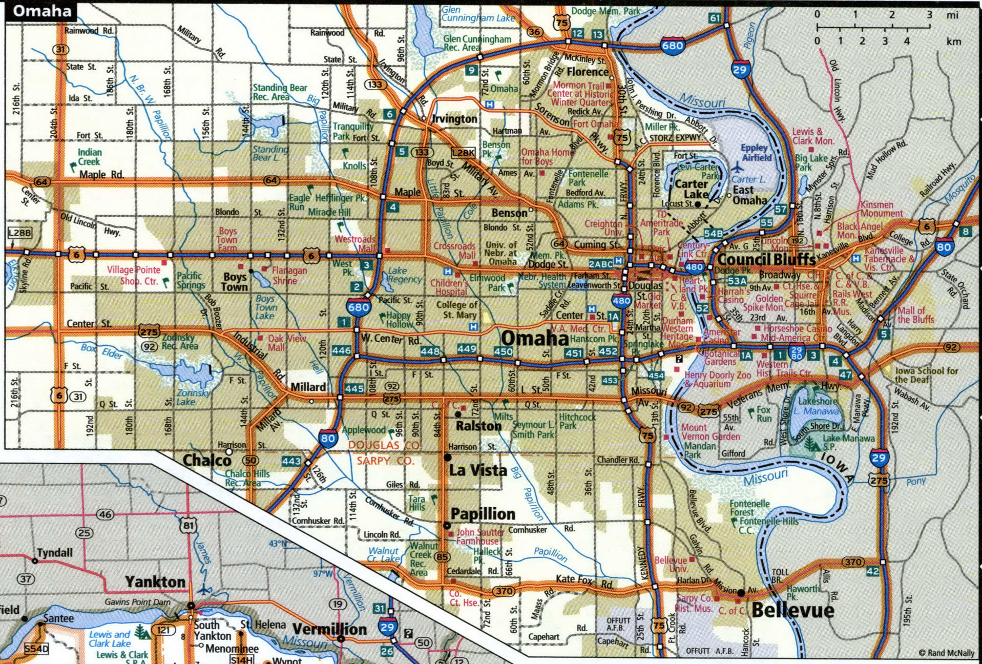 Omaha City Road Map For Truck Drivers Toll And Free Highways Map Usa   63Omah 