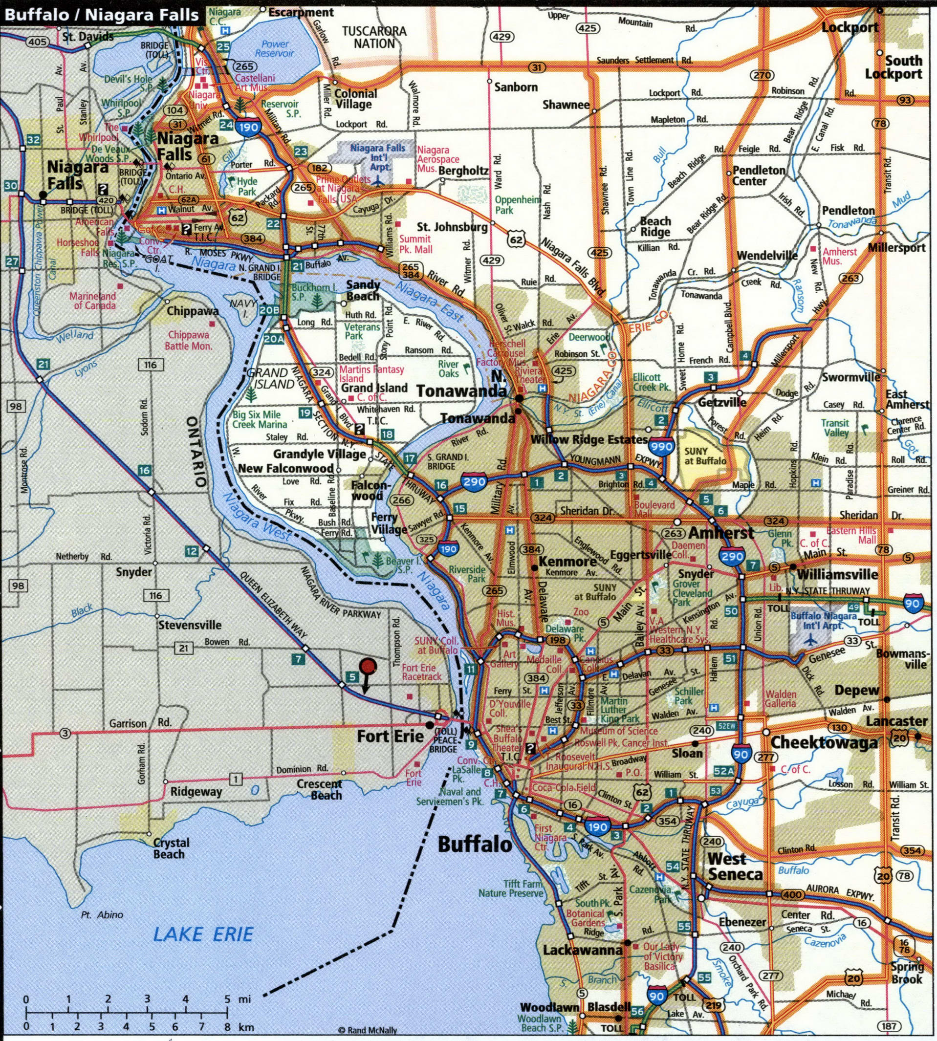 Buffalo city road map for truck drivers toll and free highways map - usa