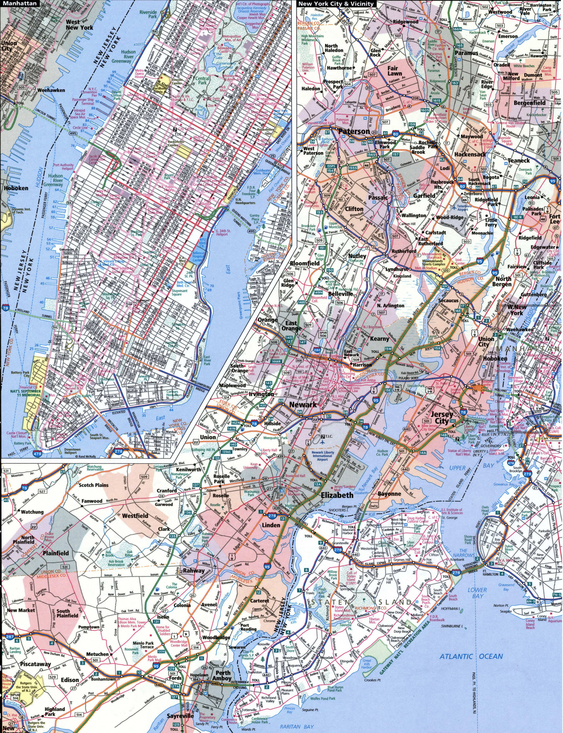 New York city road map for truck drivers toll and free highways map - usa