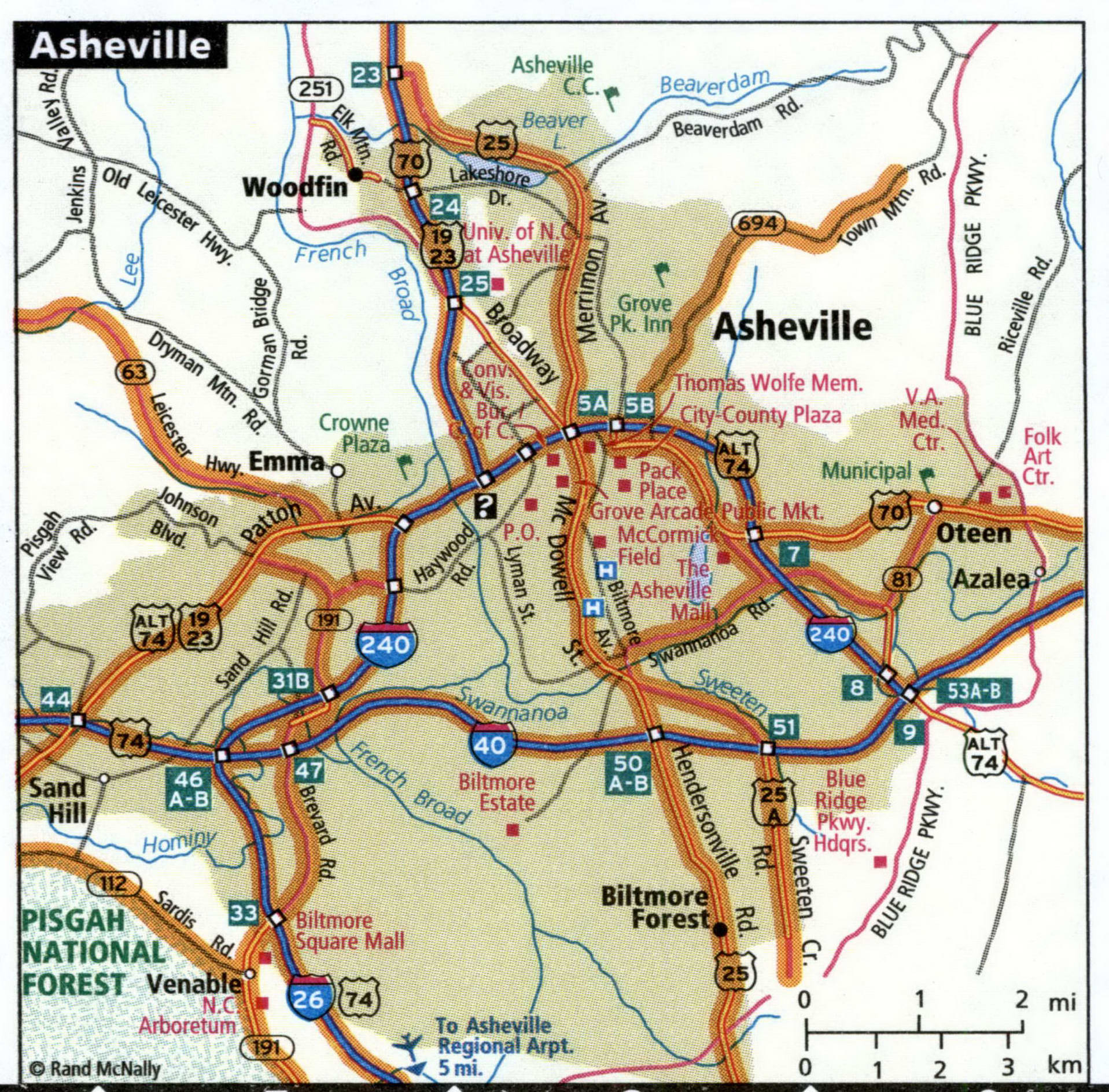 Asheville city road map for truck drivers toll free highways map - usa