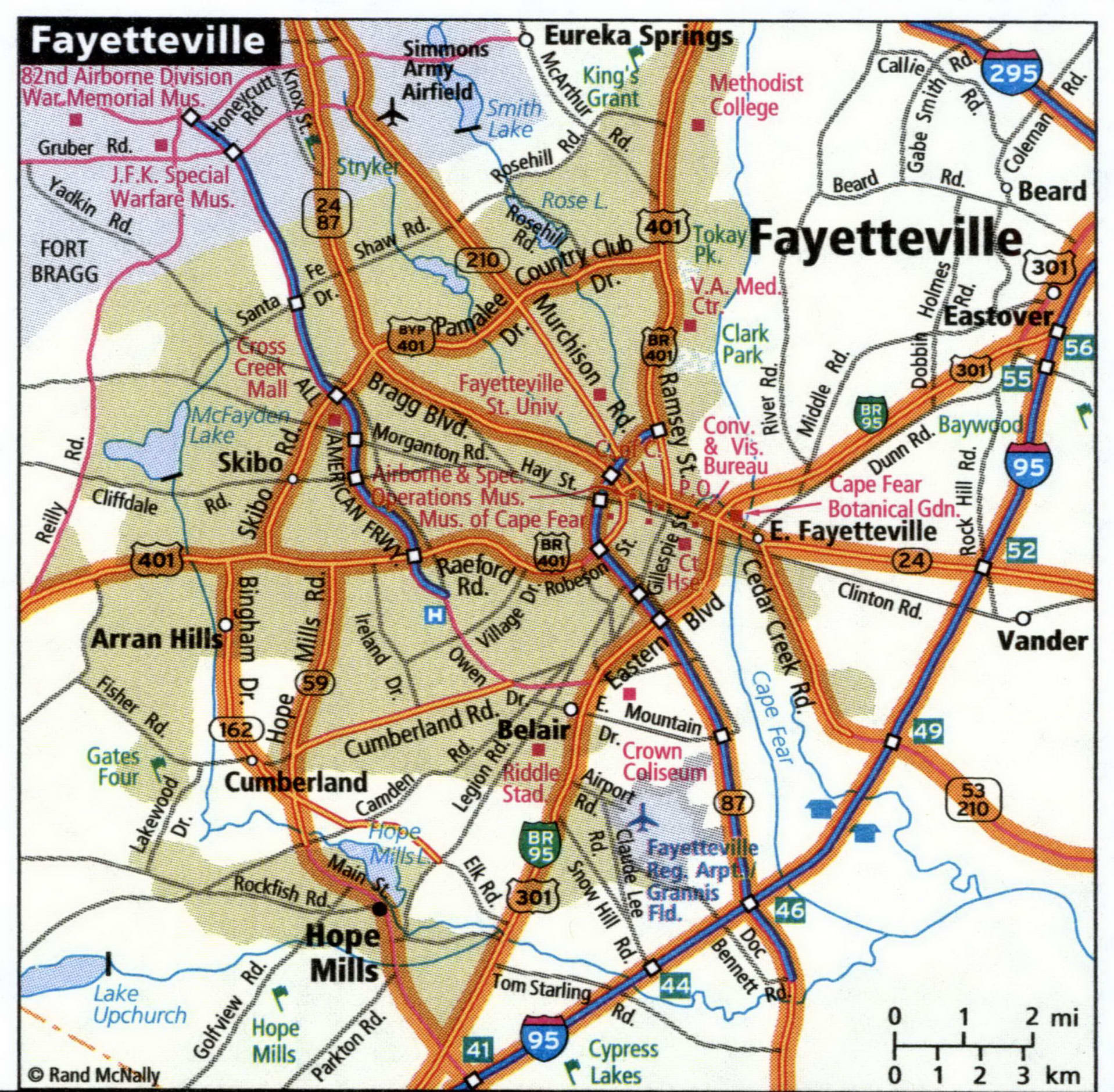 Fayetteville city road map for truck drivers toll and free highways map ...